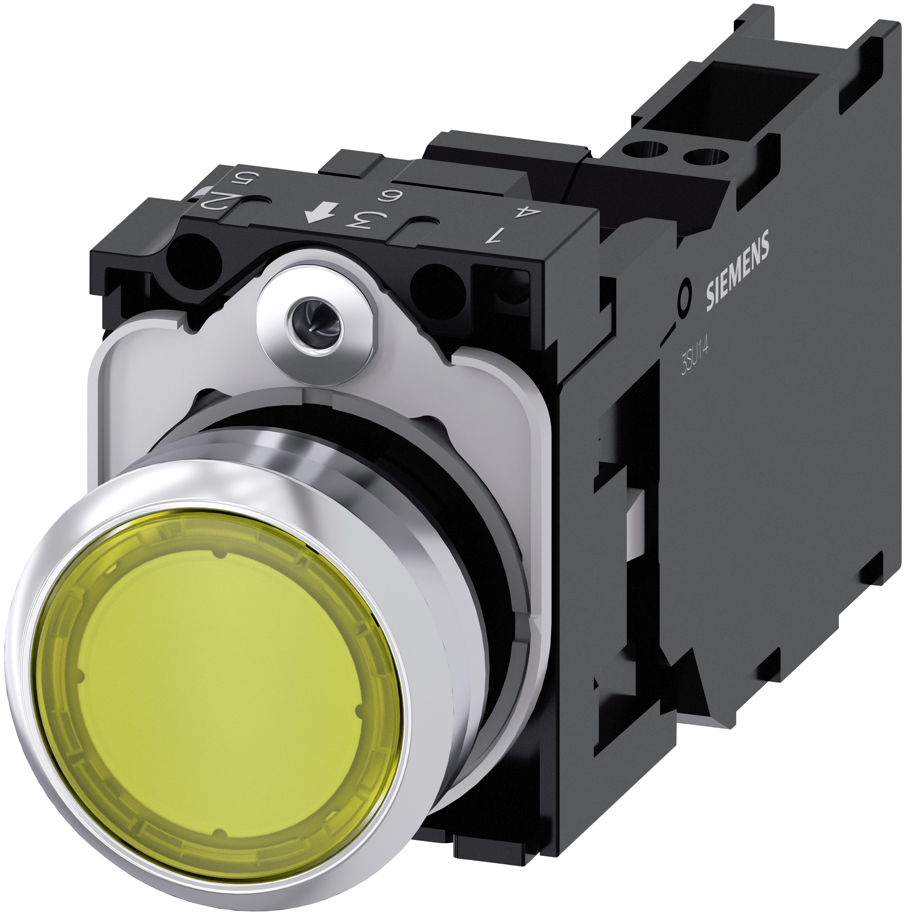 Siemens SIRIUS ACT 3SU11 Series Illuminated Push Button Switch, Plate, 22 mm Cutout Yellow, SPST, IP66, IP67, IP69K