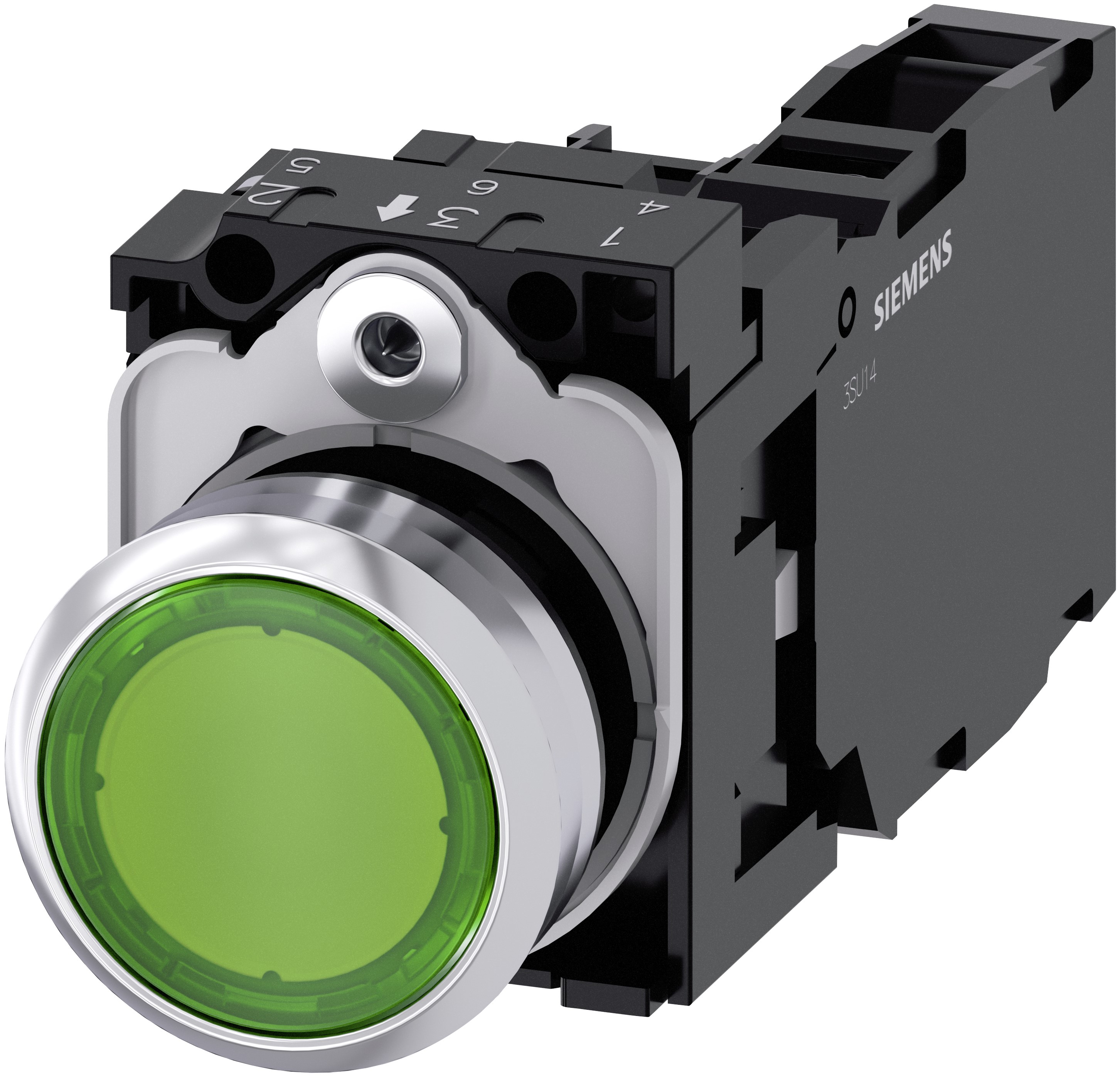 Siemens SIRIUS ACT 3SU11 Series Illuminated Push Button Switch, Plate, 22 mm Cutout Green, SPST, IP66, IP67, IP69K