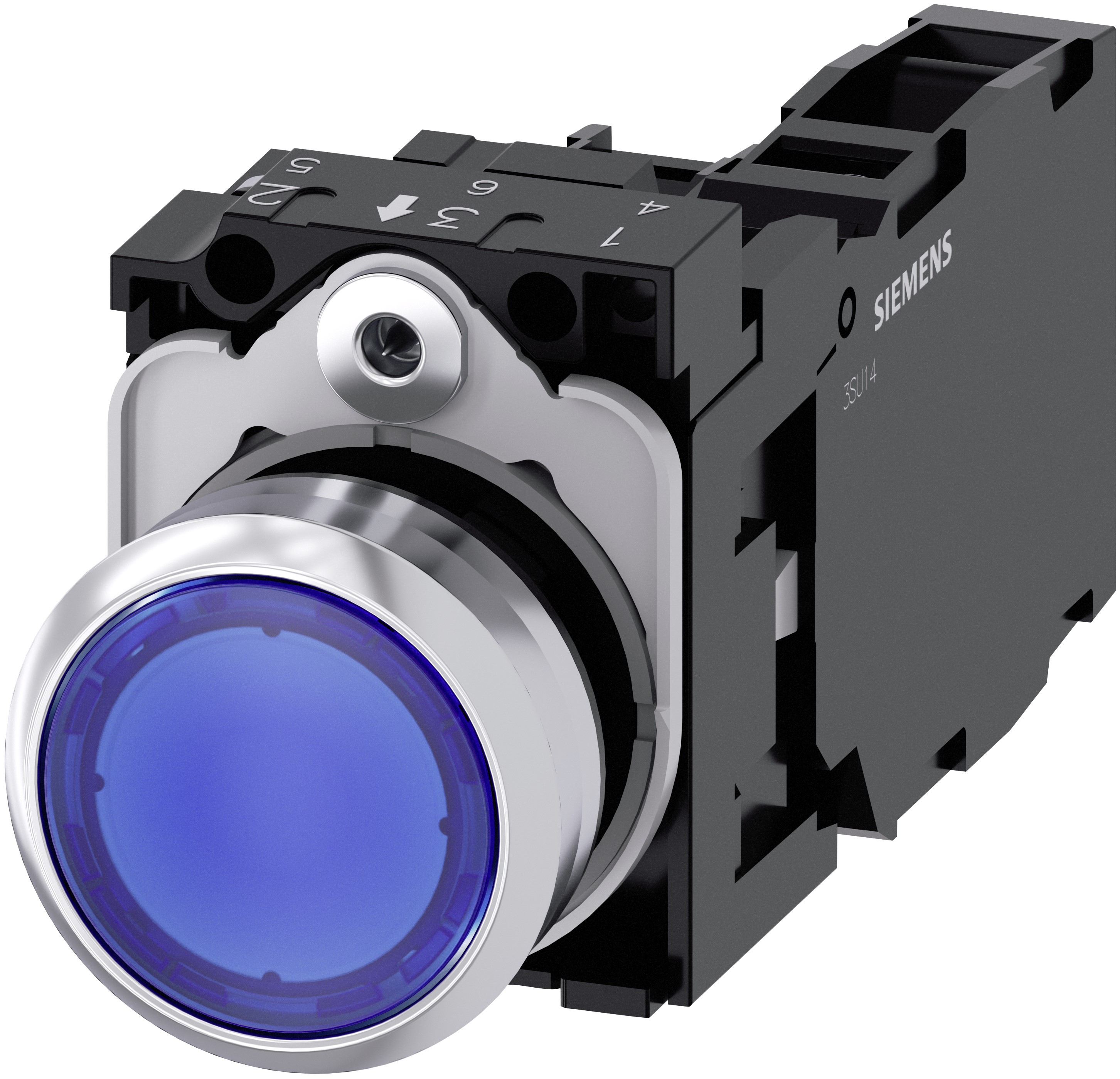 Siemens SIRIUS ACT 3SU11 Series Illuminated Push Button Switch, Plate, 22 mm Cutout Blue, SPST, IP66, IP67, IP69K