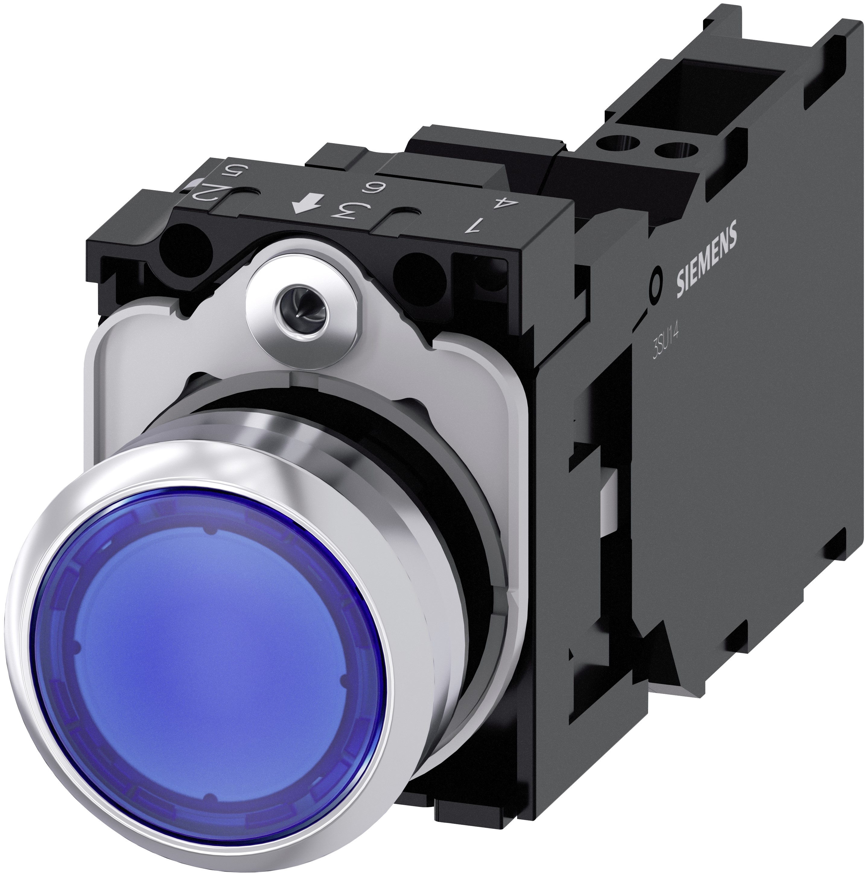 Siemens SIRIUS ACT 3SU11 Series Illuminated Push Button Switch, Plate, 22 mm Cutout Blue, SPST, IP66, IP67, IP69K