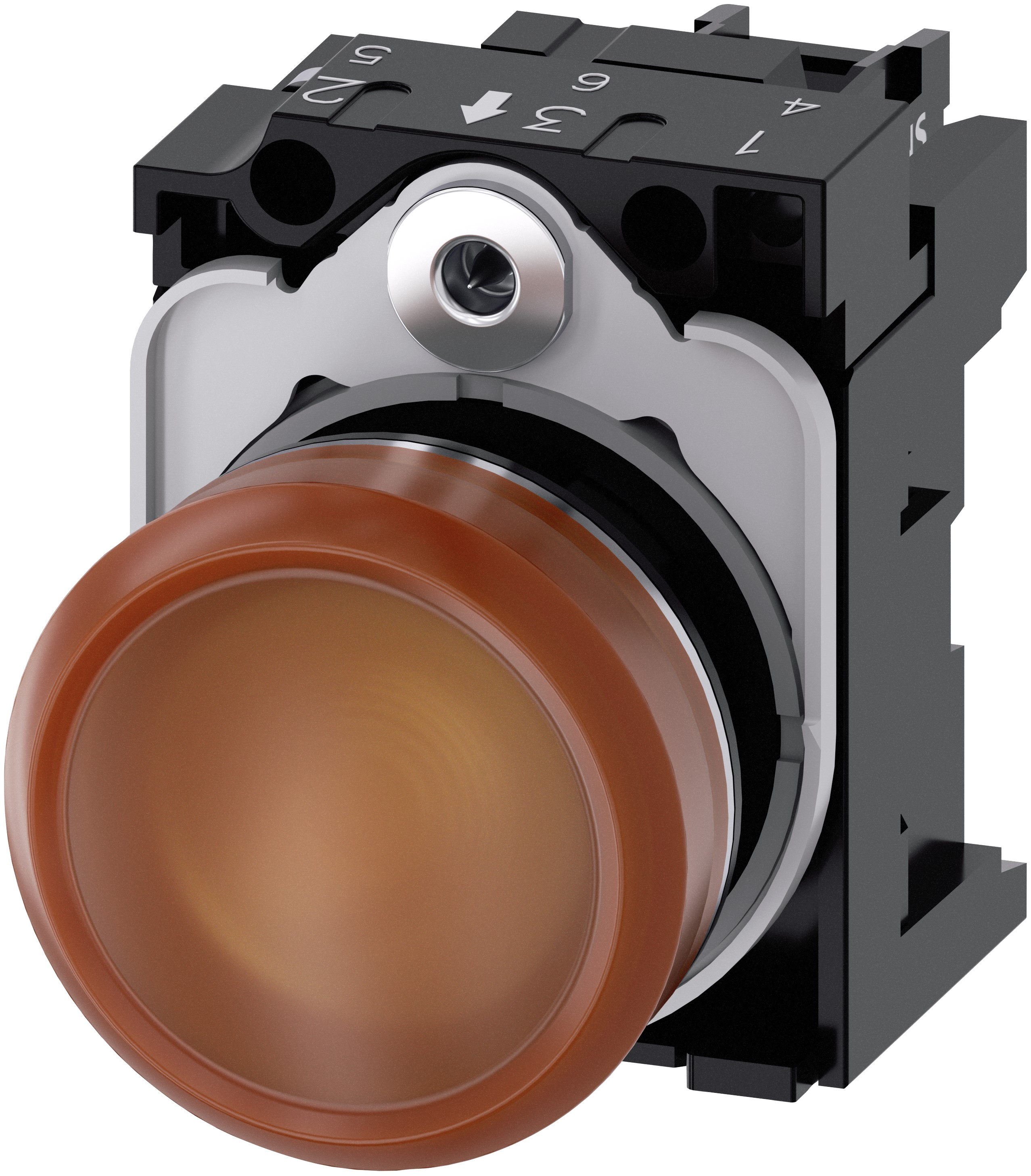 Siemens, SIRIUS ACT 3SU11, Panel Mount Orange LED Indicator, 22 mm Cutout, IP67, IP66, IP69, IP20, Round, 24V ac/dc