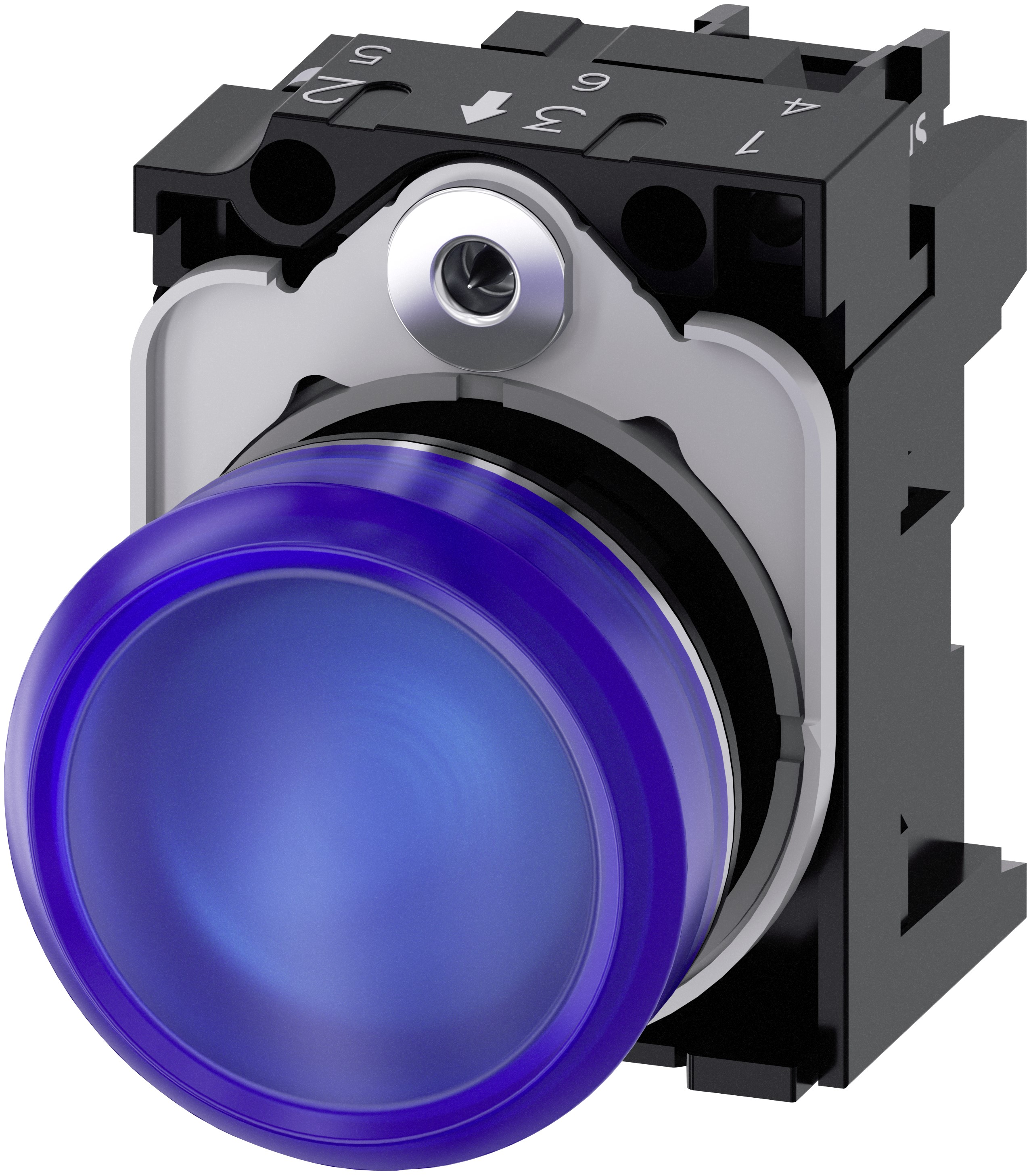 Siemens, SIRIUS ACT 3SU11, Panel Mount Blue LED Indicator, 22 mm Cutout, IP69, IP66, IP67, IP20, Round, 24V ac/dc