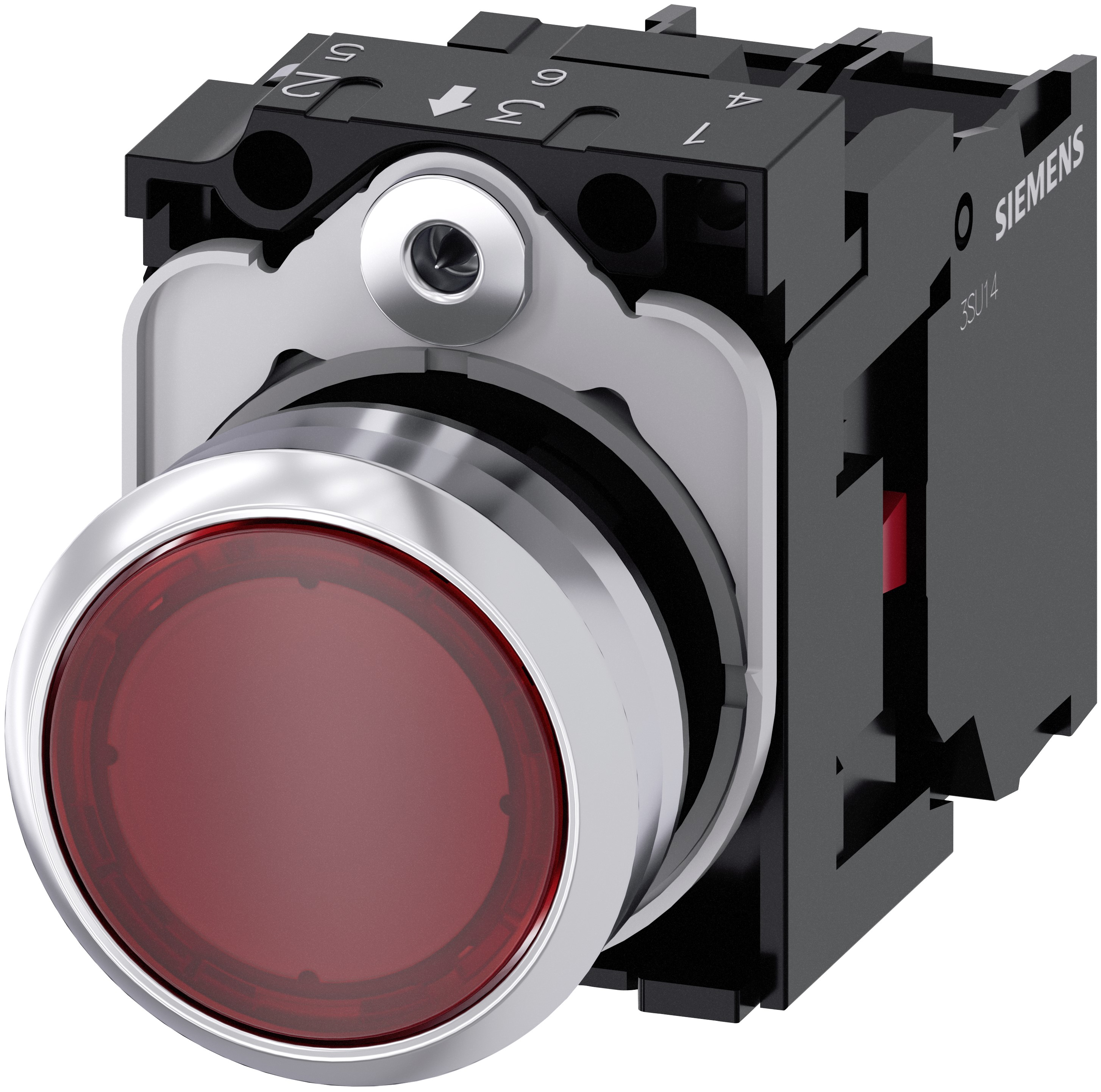 Siemens SIRIUS ACT 3SU11 Series Illuminated Push Button Switch, Plate, 22 mm Cutout Red, SPST, IP66, IP67, IP69K