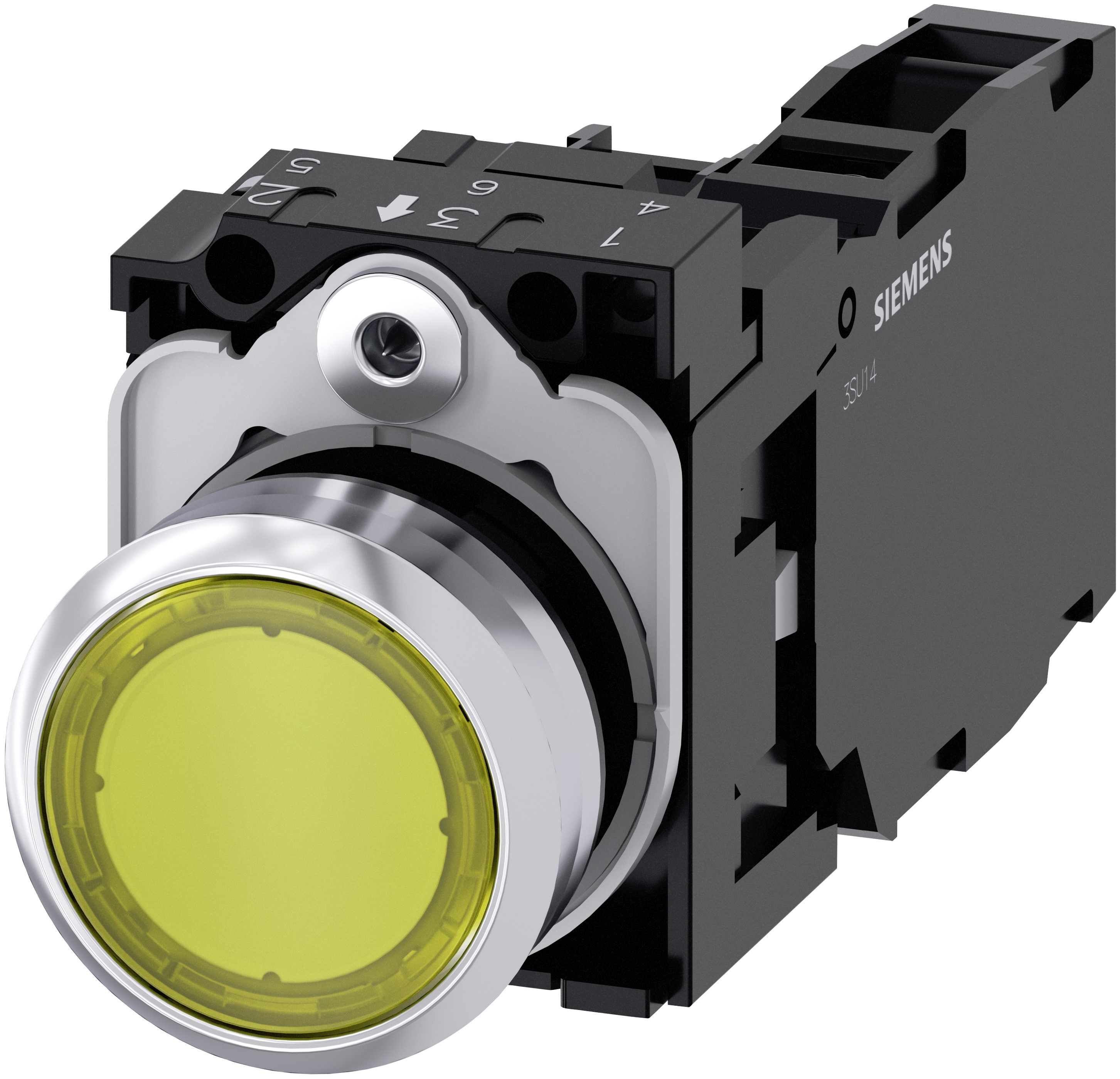 Siemens SIRIUS ACT 3SU11 Series Illuminated Push Button Switch, Plate, 22 mm Cutout Yellow, SPST, IP66, IP67, IP69K