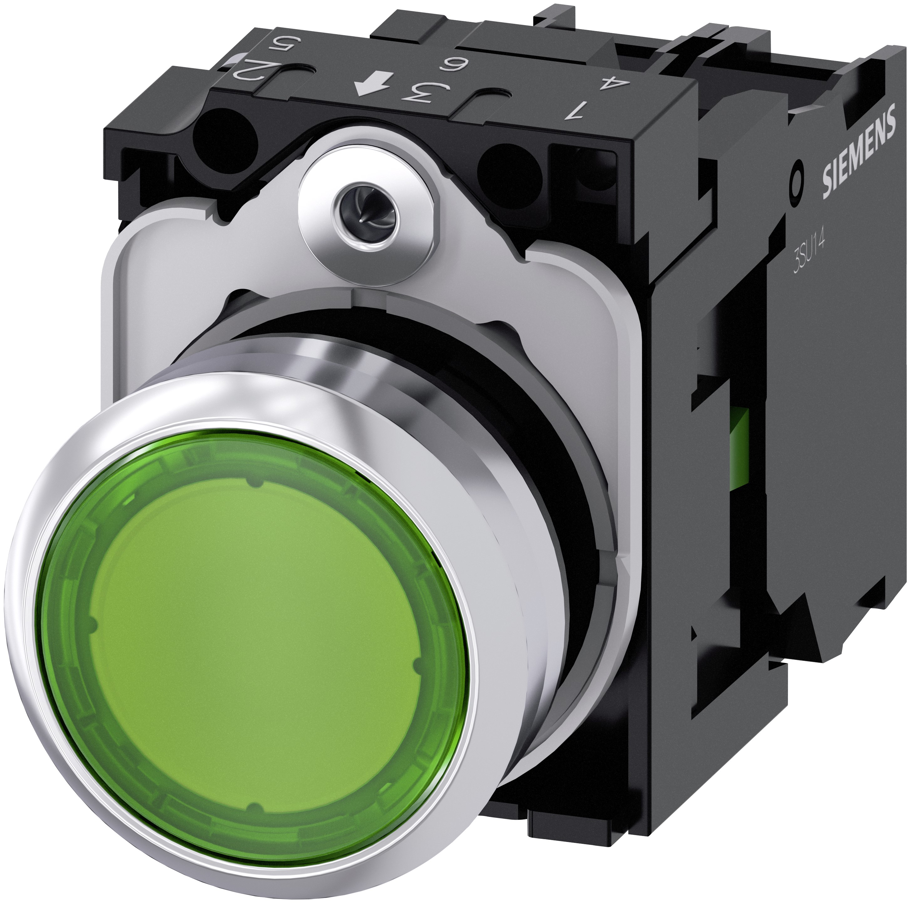 Siemens SIRIUS ACT 3SU11 Series Illuminated Push Button Switch, Plate, 22 mm Cutout Green, SPST, IP66, IP67, IP69K
