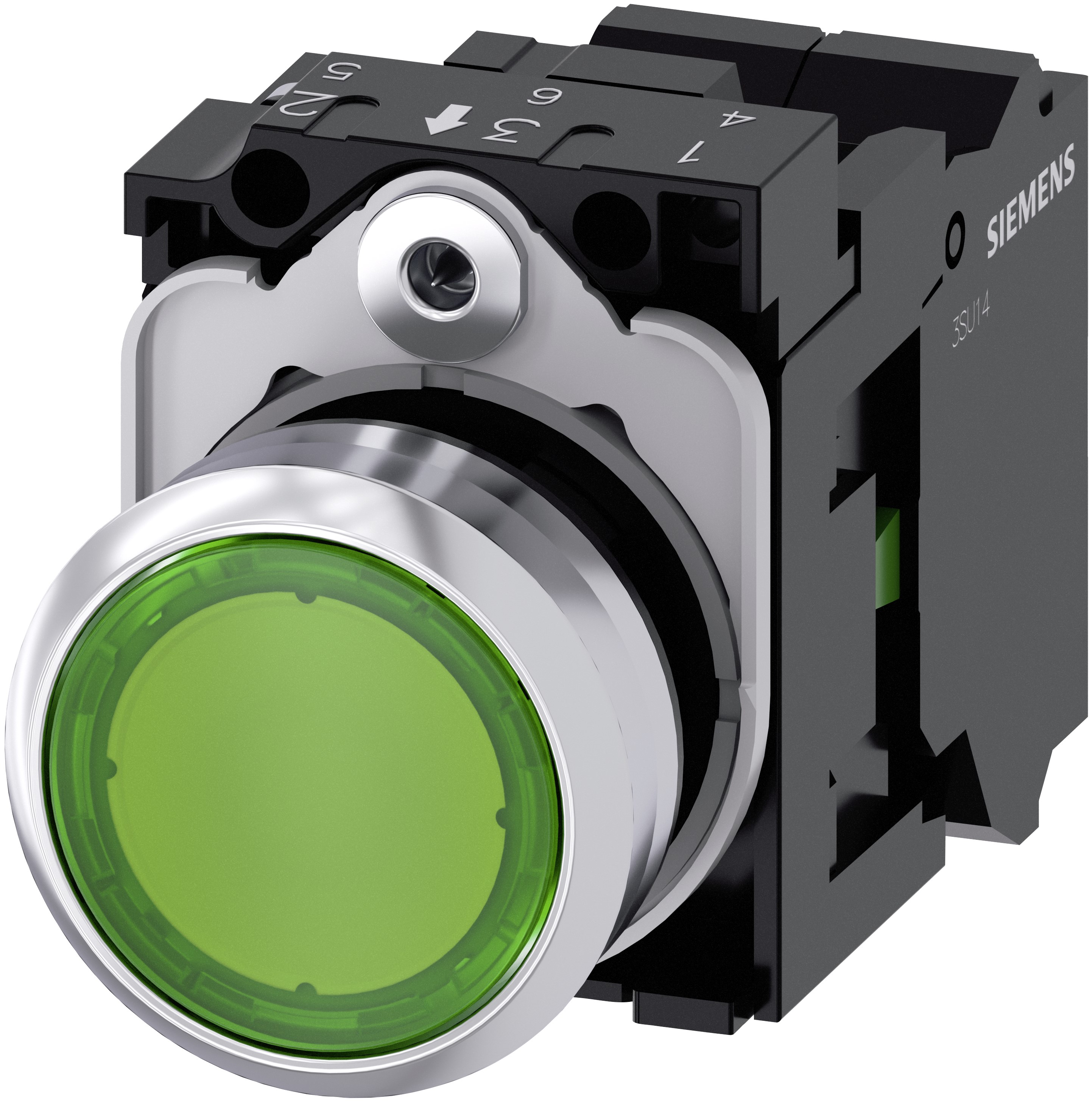 Siemens SIRIUS ACT 3SU11 Series Illuminated Push Button Switch, Plate, 22 mm Cutout Green, SPST, IP66, IP67, IP69K