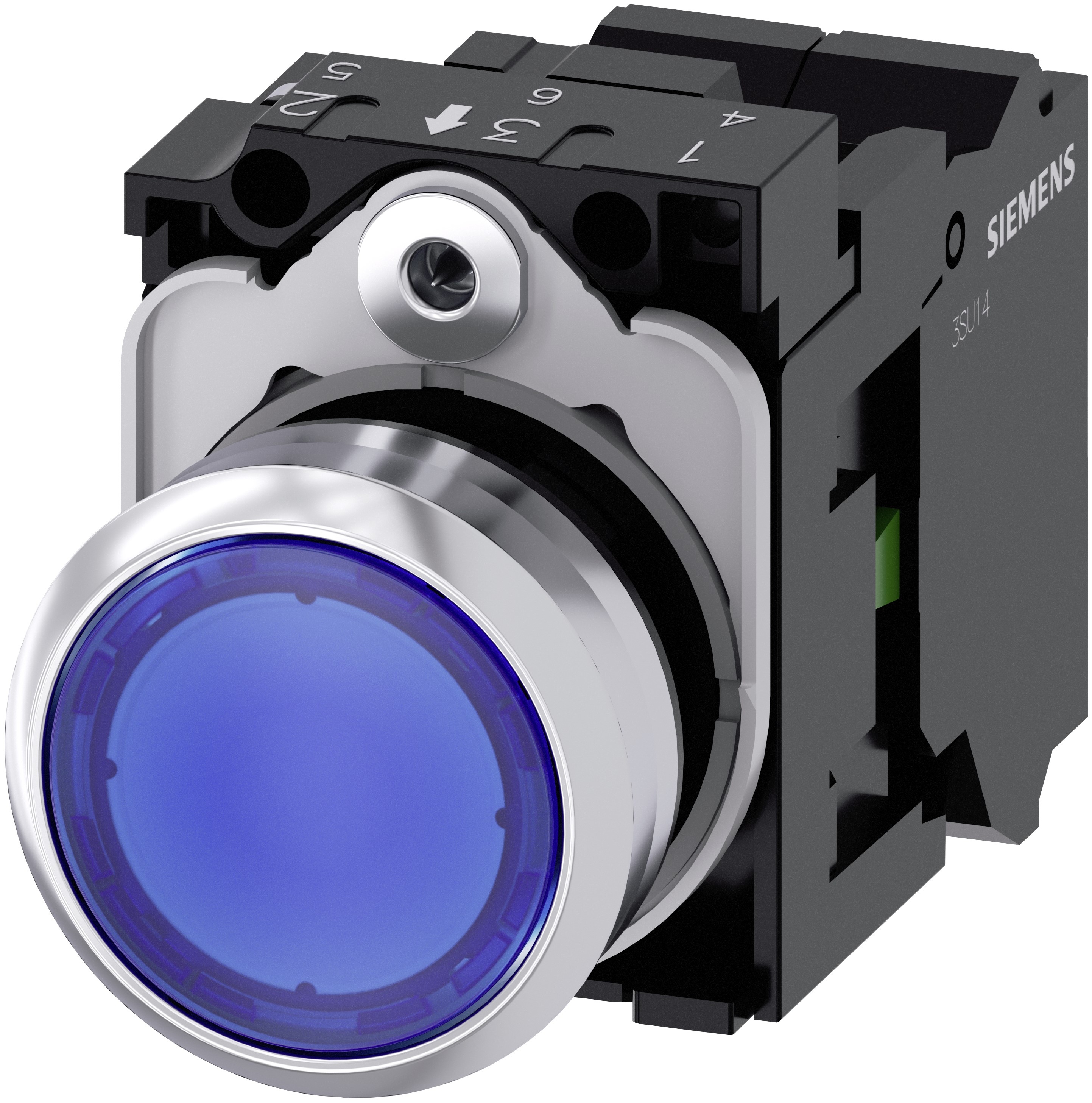 Siemens SIRIUS ACT 3SU11 Series Illuminated Push Button Switch, Plate, 22 mm Cutout Blue, SPST, IP66, IP67, IP69K
