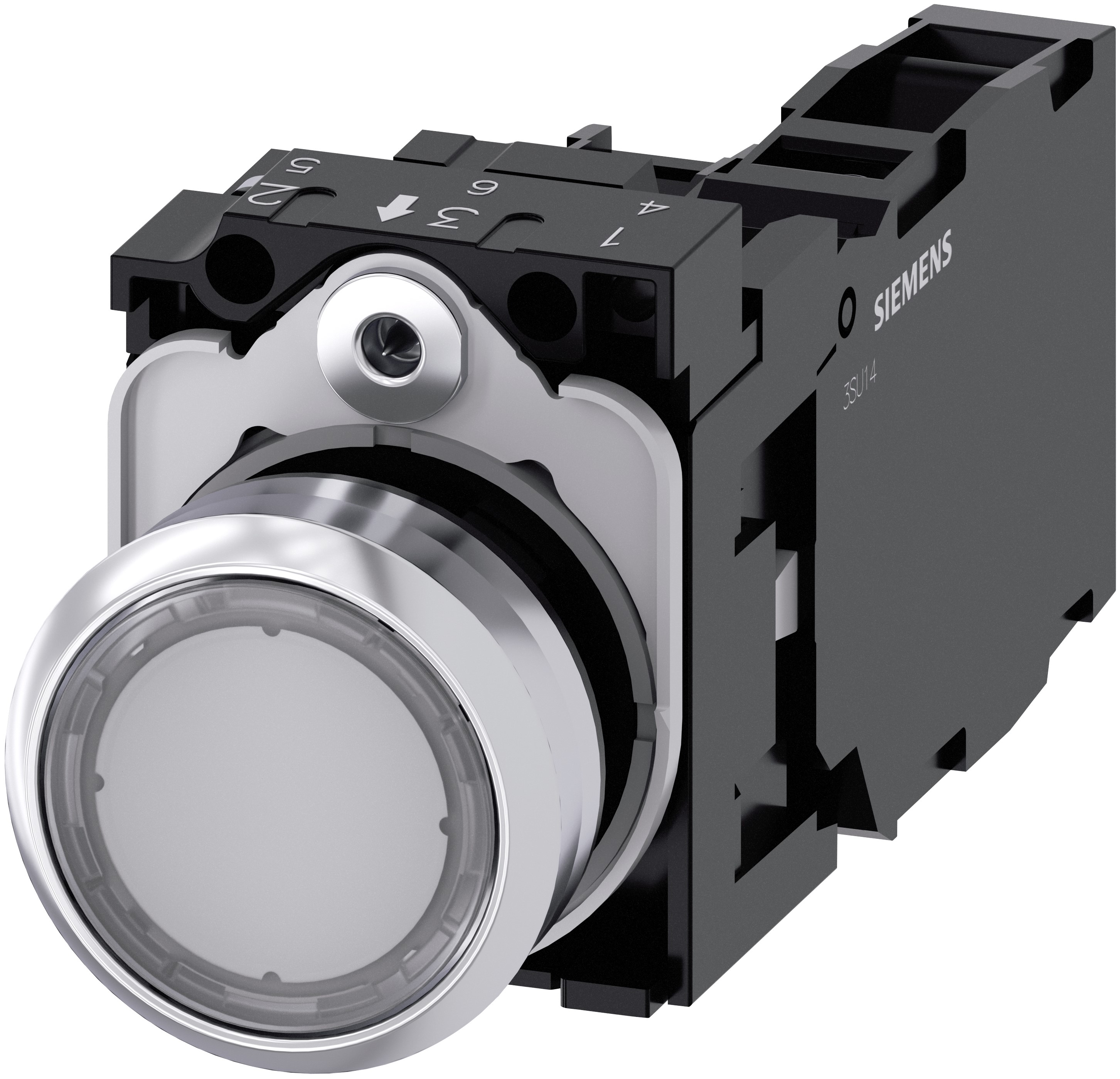 Siemens SIRIUS ACT 3SU11 Series Illuminated Push Button Switch, Plate, 22 mm Cutout Clear, SPST, IP66, IP67, IP69K