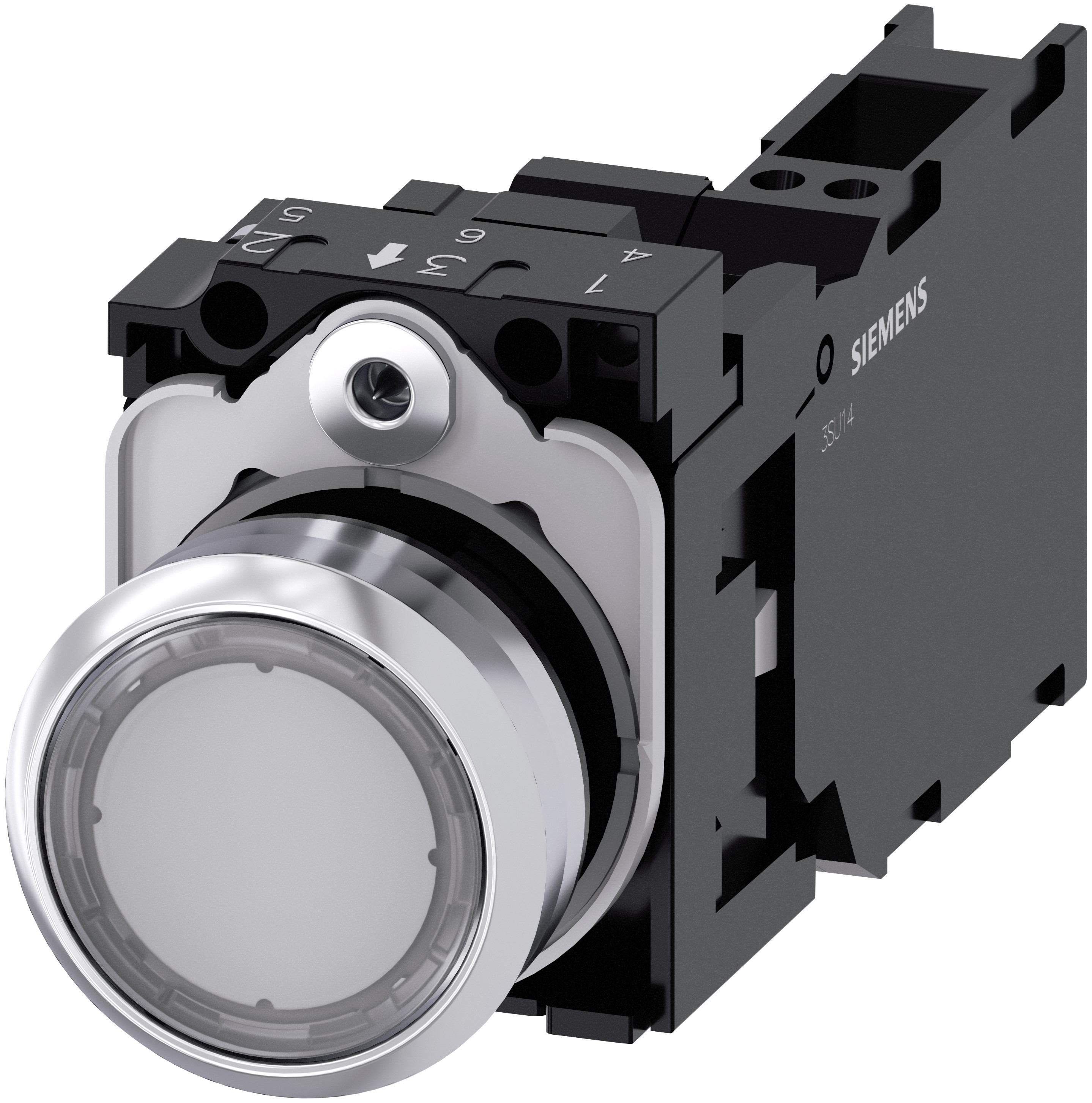 Siemens SIRIUS ACT 3SU11 Series Illuminated Push Button Switch, Plate, 22 mm Cutout Clear, SPST, IP66, IP67, IP69K