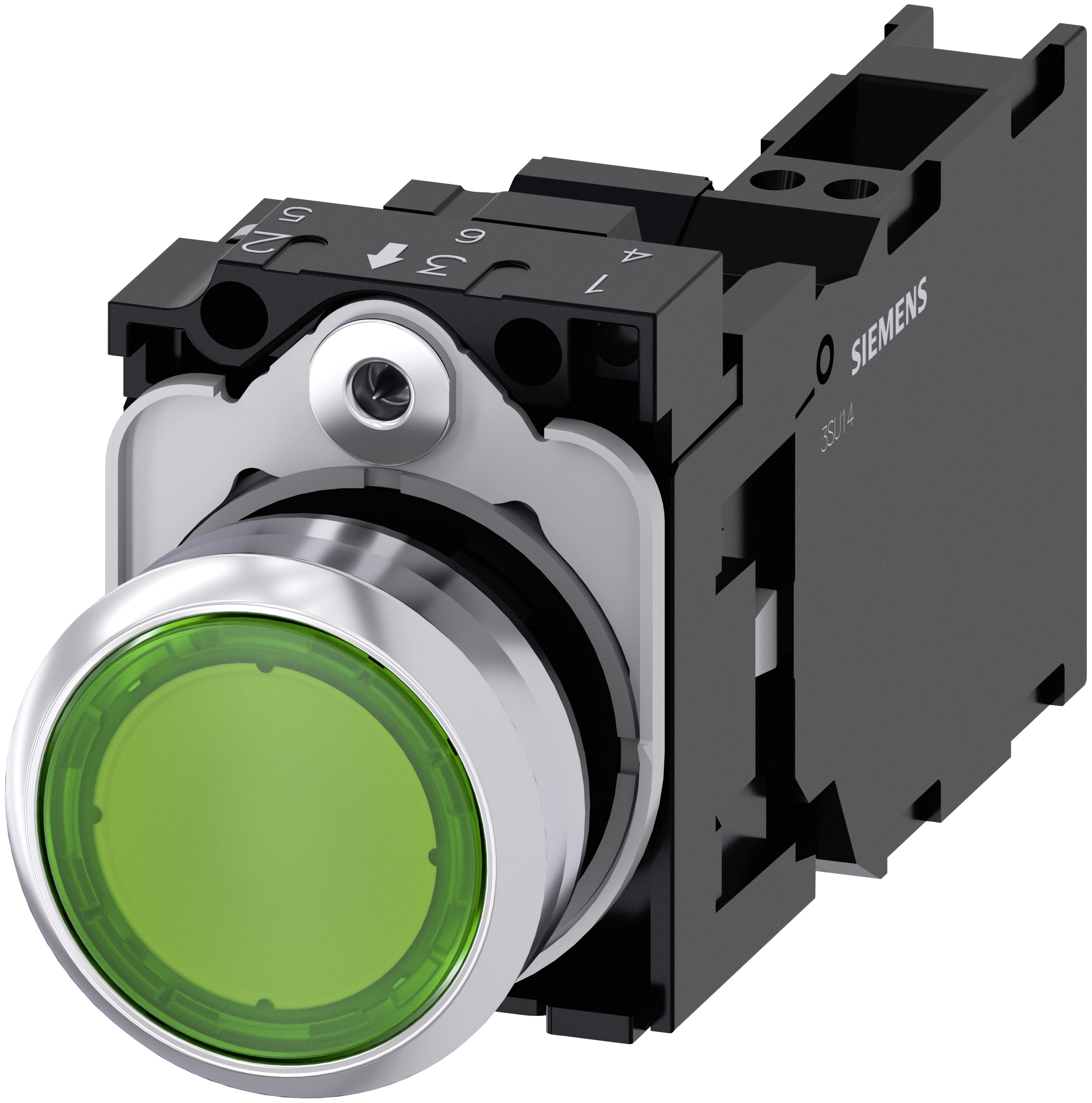 Siemens SIRIUS ACT 3SU11 Series Illuminated Push Button Switch, Plate, 22 mm Cutout Green, SPST, IP66, IP67, IP69K