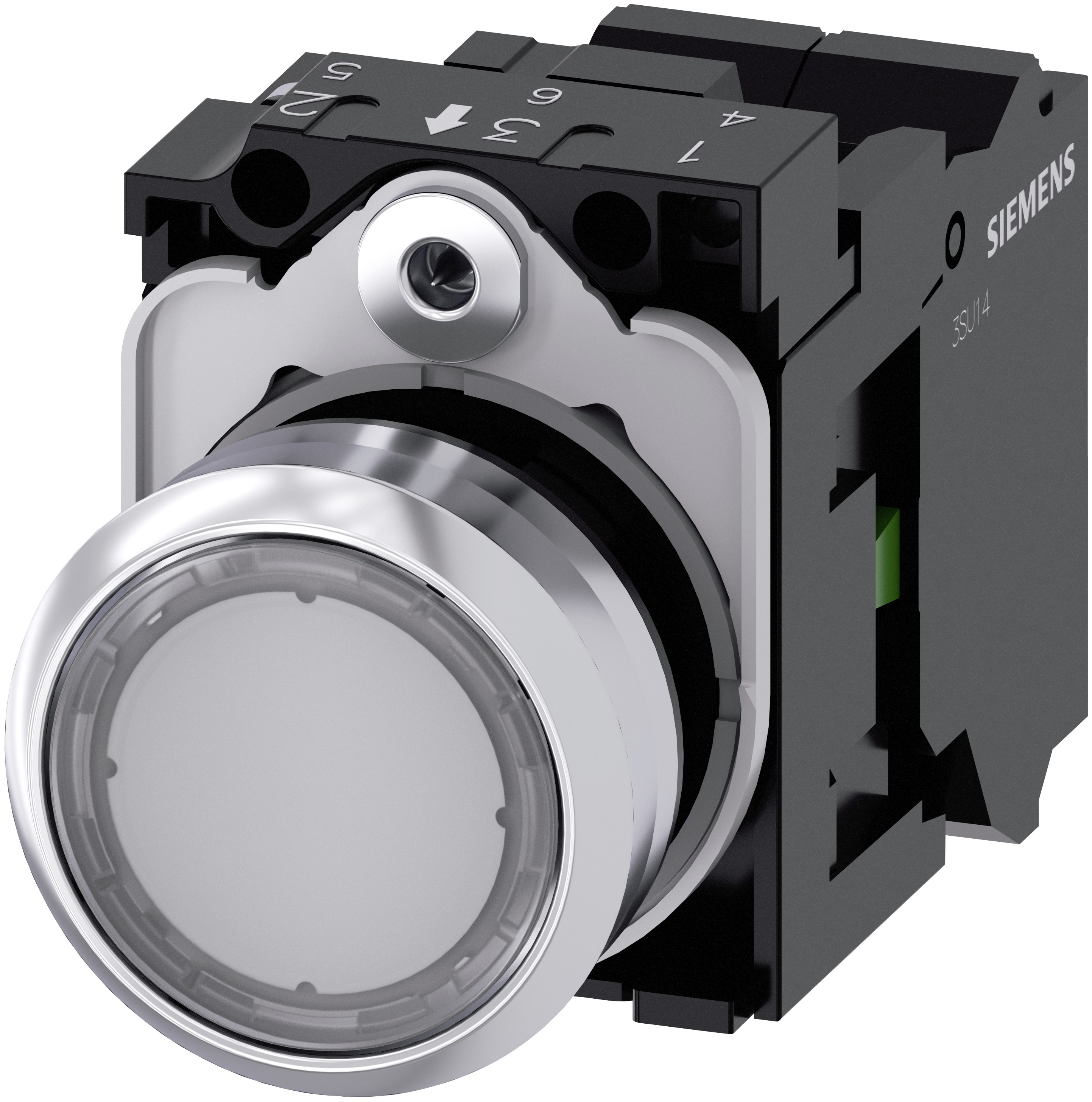 Siemens SIRIUS ACT 3SU11 Series Illuminated Push Button Switch, Plate, 22 mm Cutout Clear, SPST, IP66, IP67, IP69K