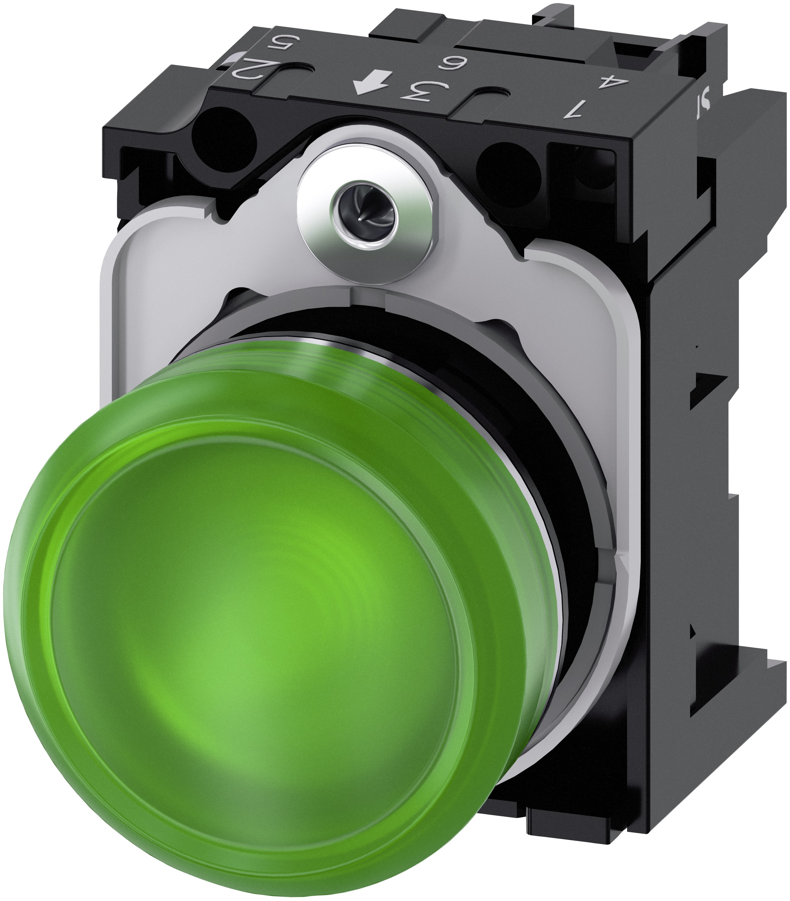 Siemens, SIRIUS ACT 3SU11, Panel Mount Green LED Pilot Light, 22 mm Cutout, IP20, Round, 230V ac