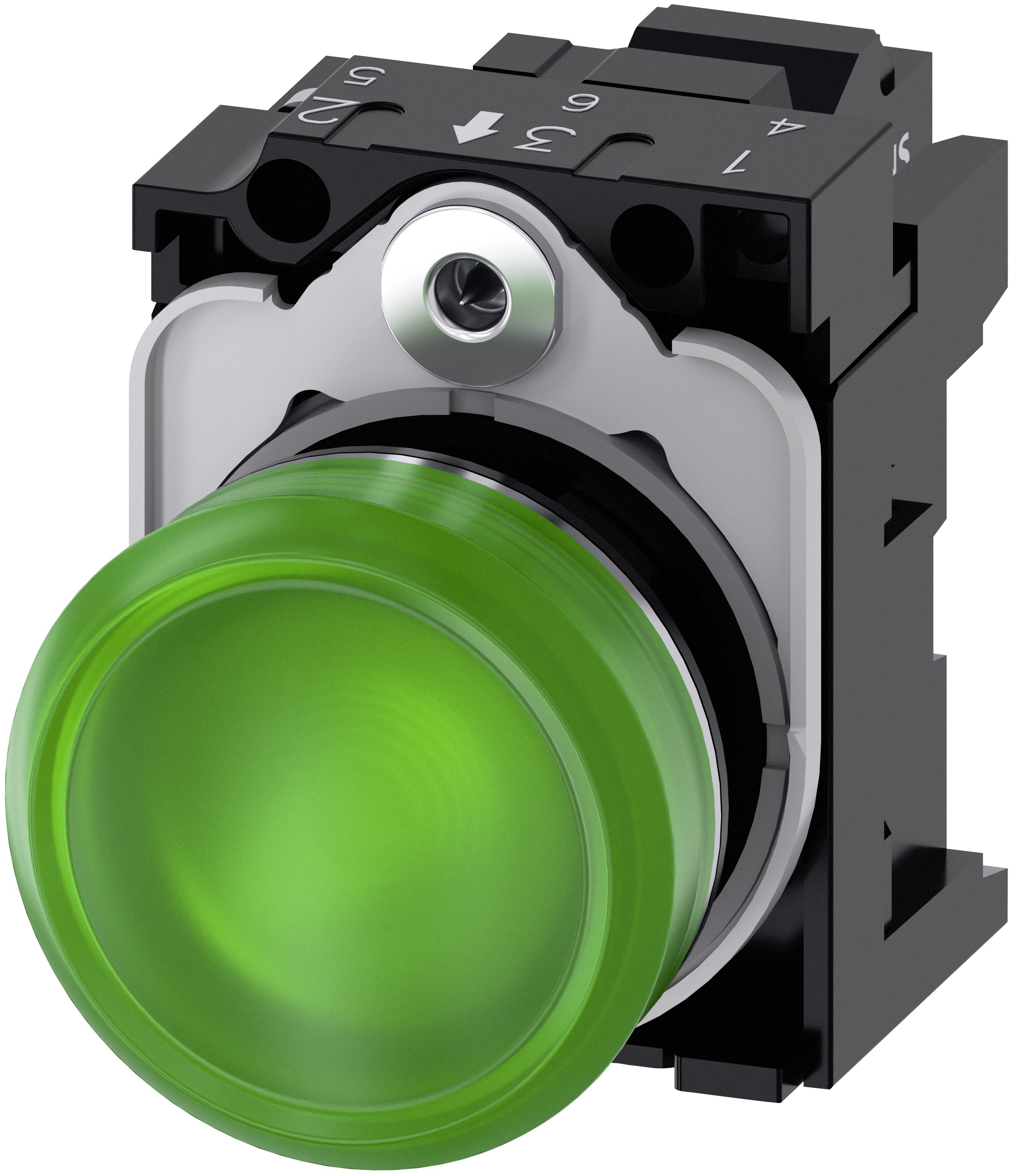 Siemens, SIRIUS ACT 3SU11, Panel Mount Green LED Indicator, 22 mm Cutout, IP20, IP69, IP67, IP66, Round, 230V ac