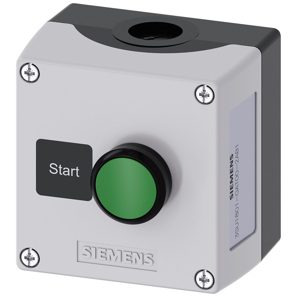 Siemens Black, Grey Plastic 3SU1 Control Station Enclosure - 1 Hole 22 mm Diameter
