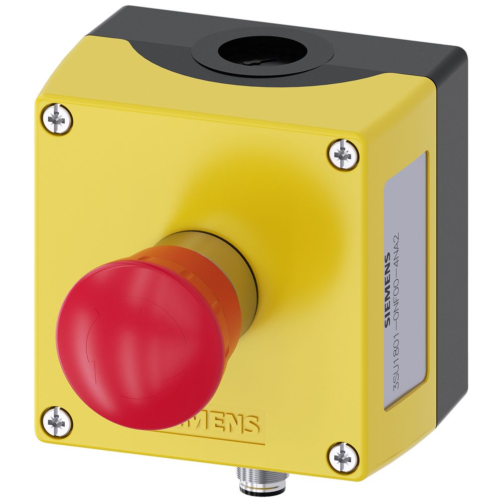 Siemens Yellow, Black Plastic 3SU1 Control Station Enclosure - 1 Hole 22 mm Diameter