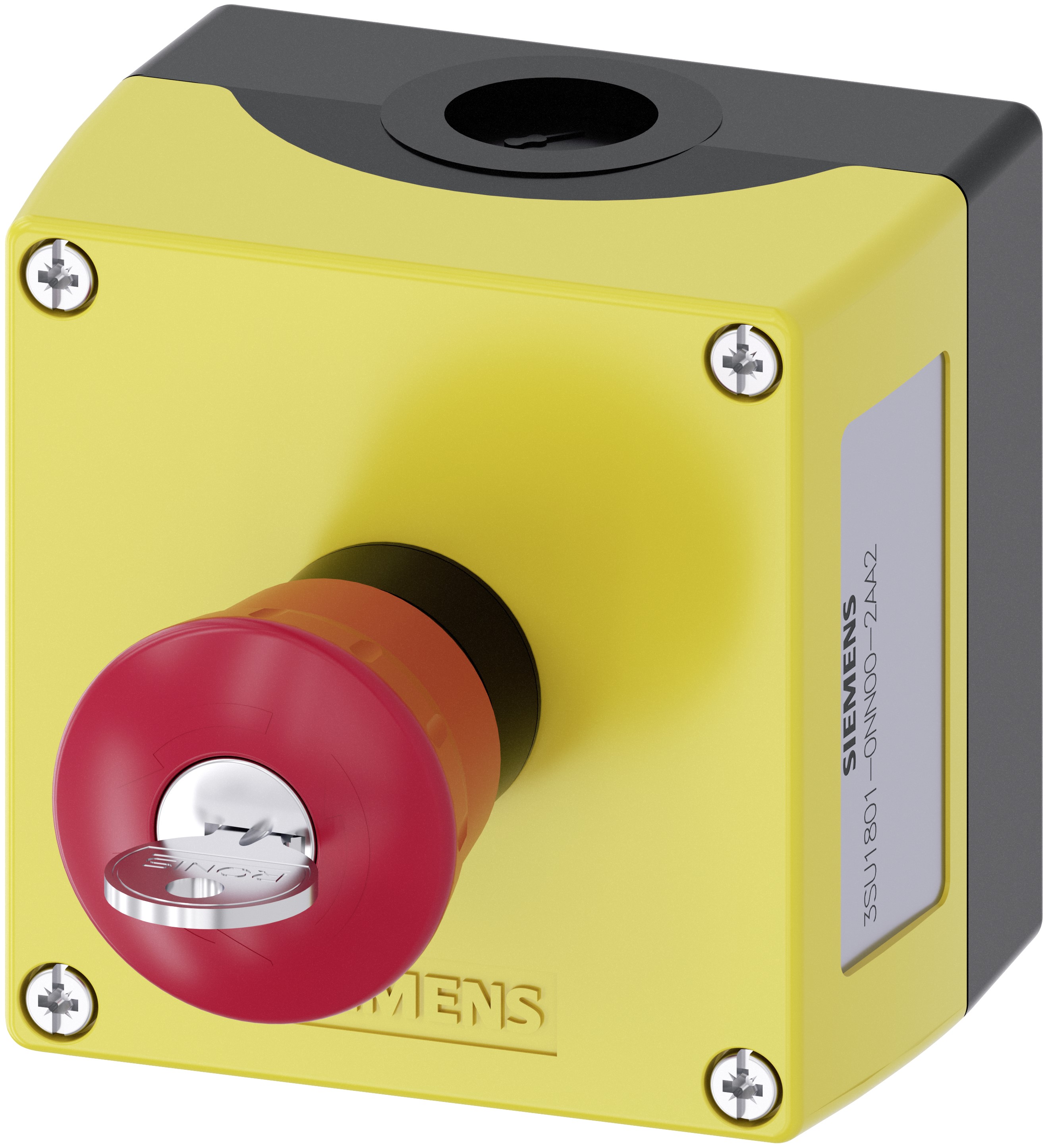 Siemens SIRIUS ACT 3SU18 Series Key Release Emergency Stop Push Button, Surface Mount, 22 mm Cutout, 1 NO/1 NC, IP67,