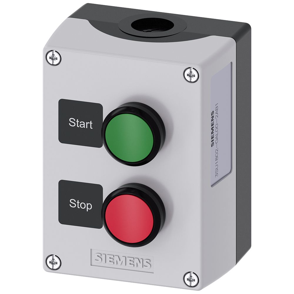 Siemens Grey, Black Plastic 3SU1 Control Station Enclosure - 2 Hole 22 mm Diameter