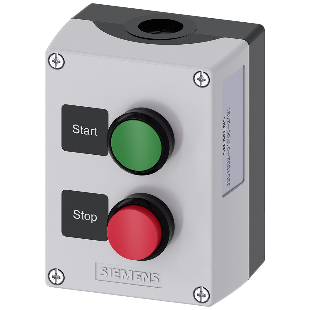 Siemens Grey, Black Plastic 3SU1 Control Station Enclosure - 2 Hole 22 mm Diameter