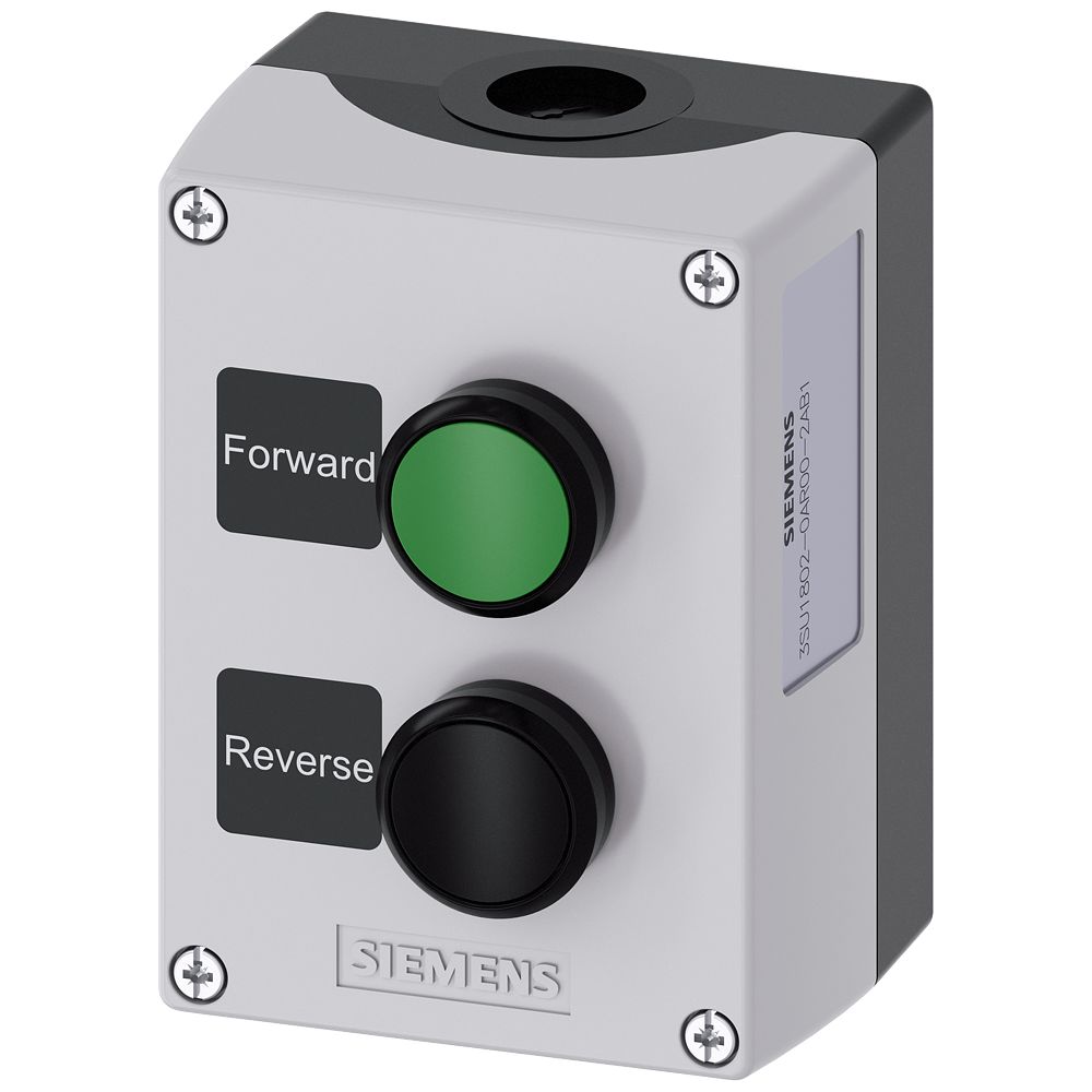 Siemens Black, Grey Plastic 3SU1 Control Station Enclosure - 2 Hole 22 mm Diameter