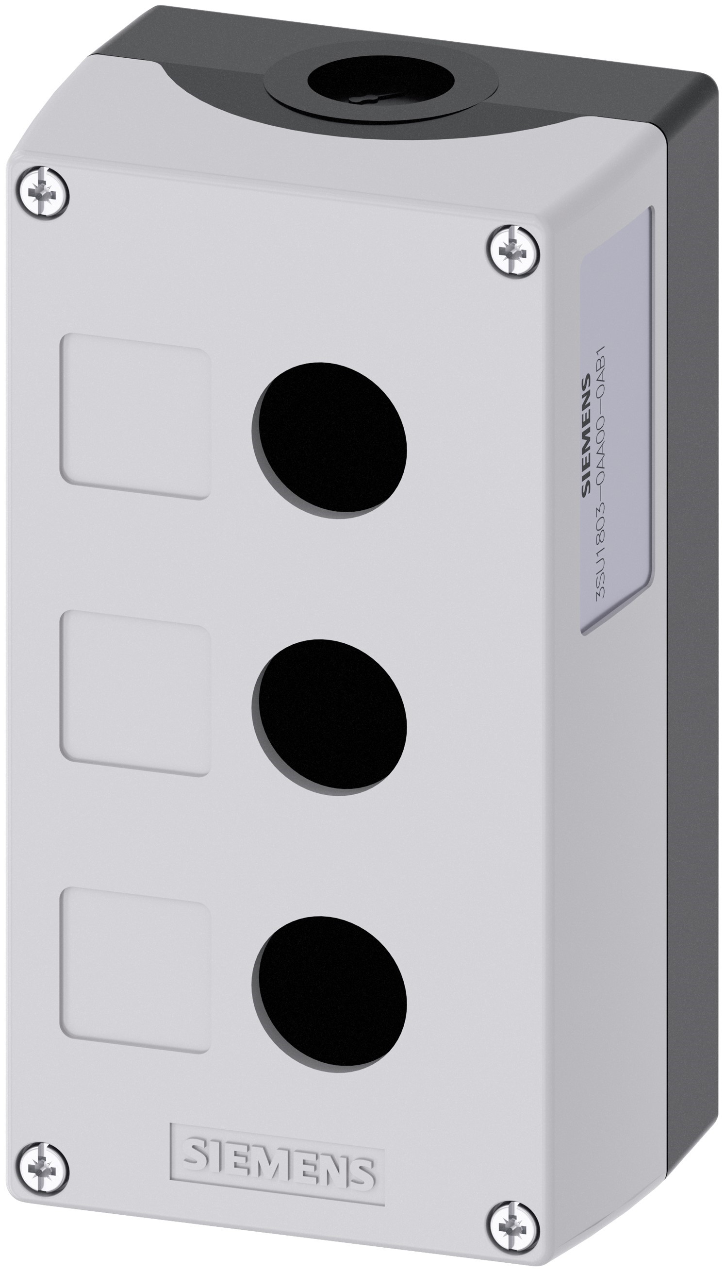 Siemens Grey Plastic SIRIUS ACT 3SU18 Push Button Enclosure - 3 Hole 22 mm Diameter
