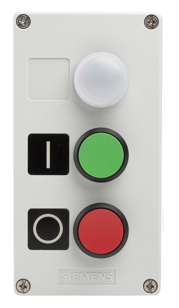 3su1803-0ab00-2ab1 Siemens Enclosed Push Button - SPDT, Plastic, White, Green, Red, IP69, IP67, IP66
