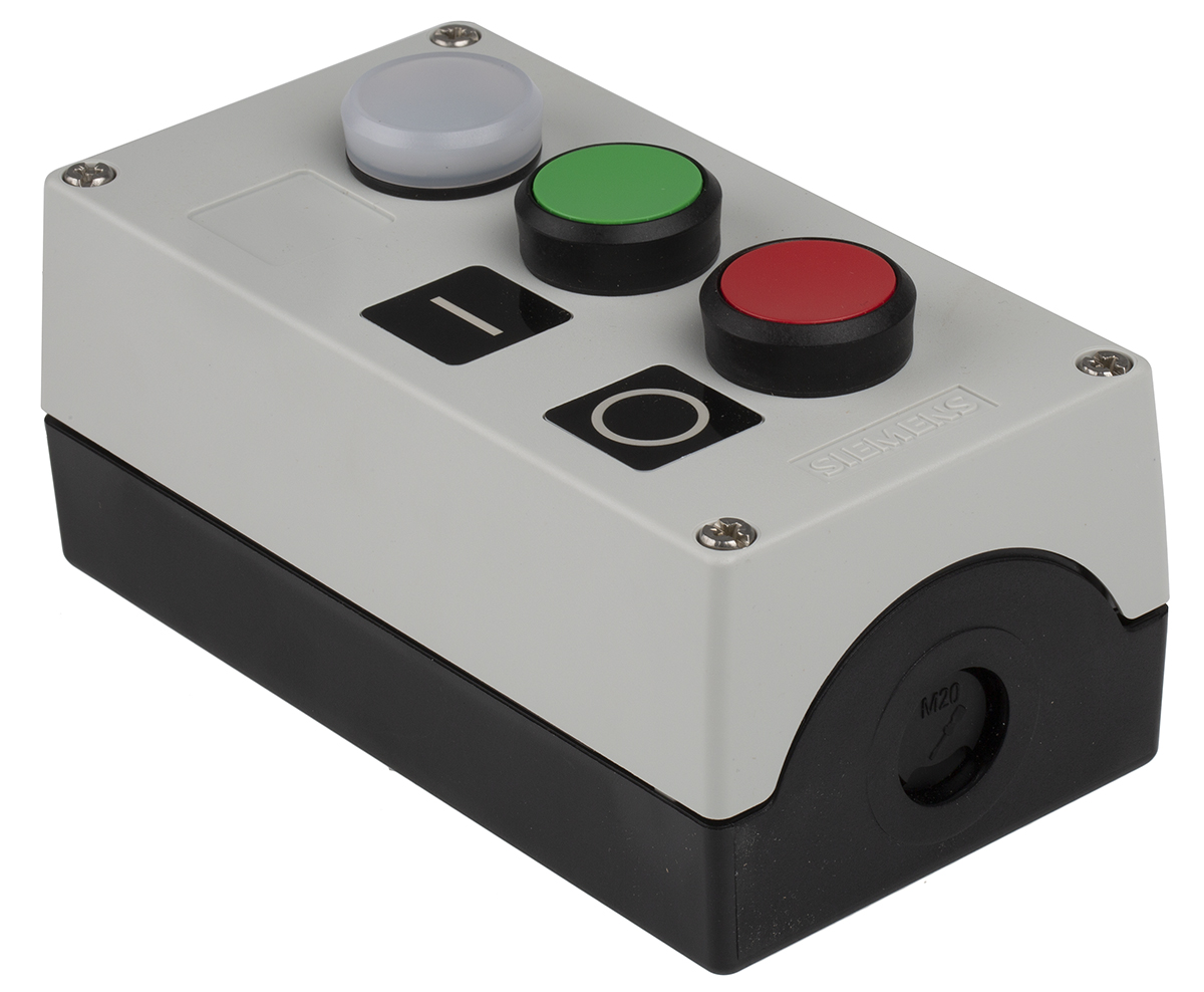 3su1803-0ab00-2ab1 Siemens Enclosed Push Button - SPDT, Plastic, White, Green, Red, IP69, IP67, IP66