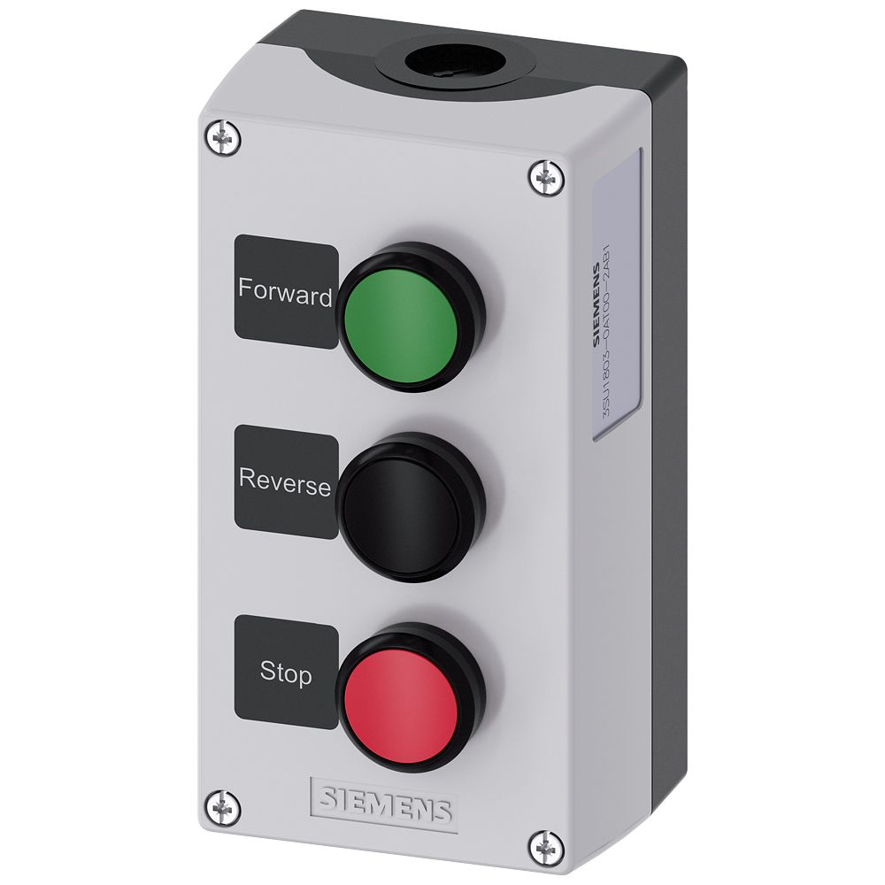 Siemens Grey, Black Plastic 3SU1 Control Station Enclosure - 3 Hole 22 mm Diameter