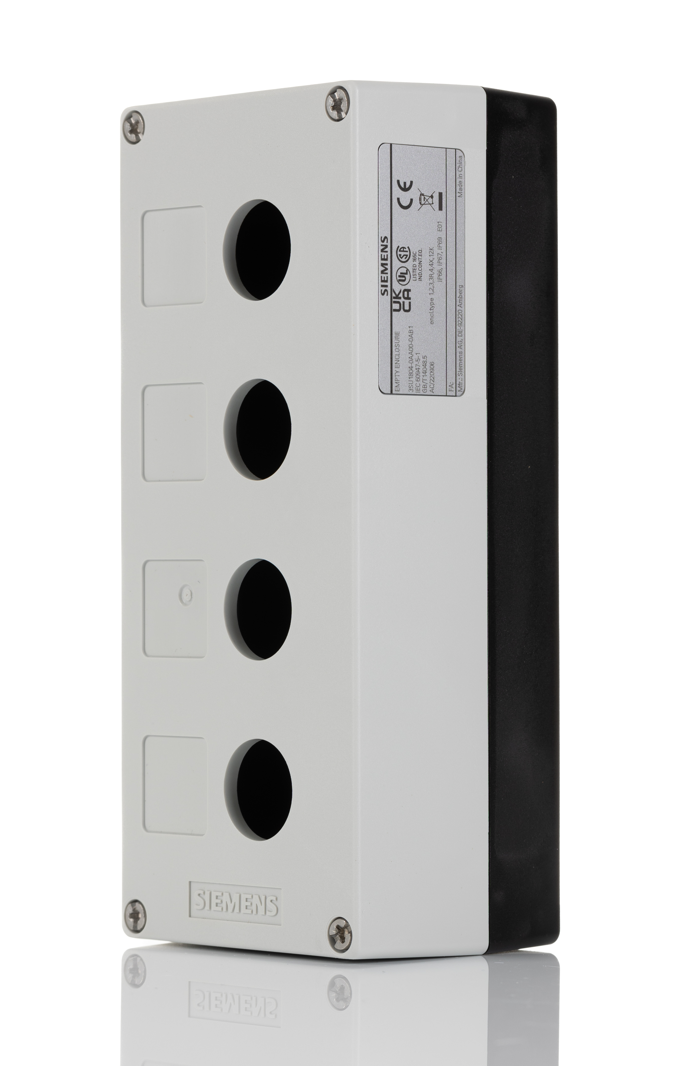 Siemens Grey Plastic SIRIUS ACT 3SU18 Push Button Enclosure - 4 Hole 22 mm Diameter