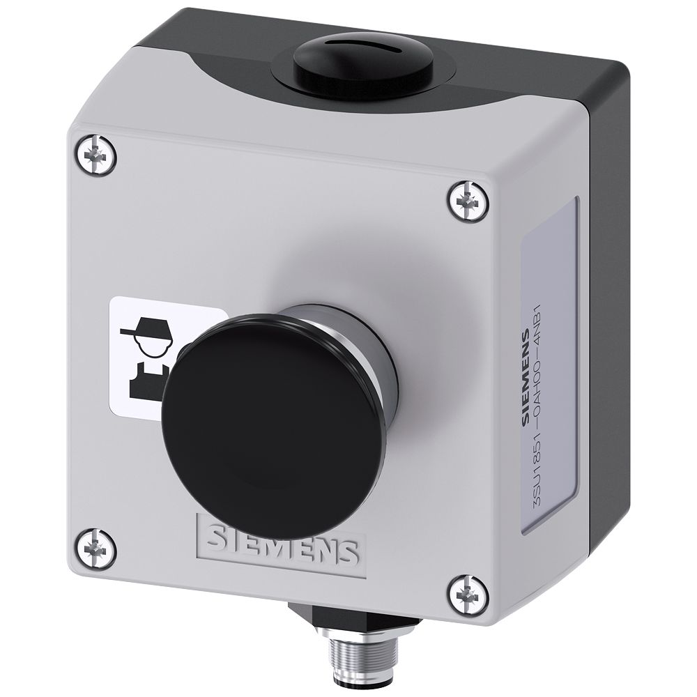 Siemens Black, Grey Metal 3SU1 Control Station Enclosure - 1 Hole 22 mm Diameter