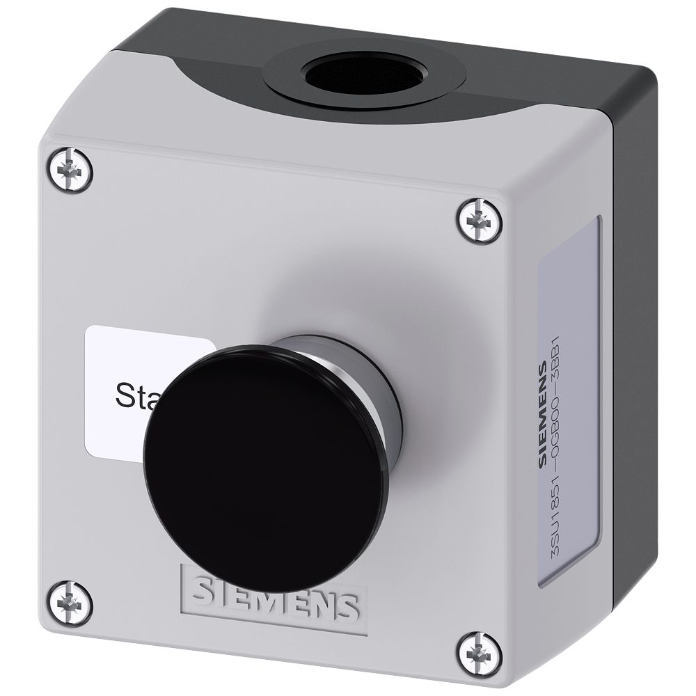 Siemens Grey, Black Metal 3SU1 Control Station Enclosure - 1 Hole 22 mm Diameter