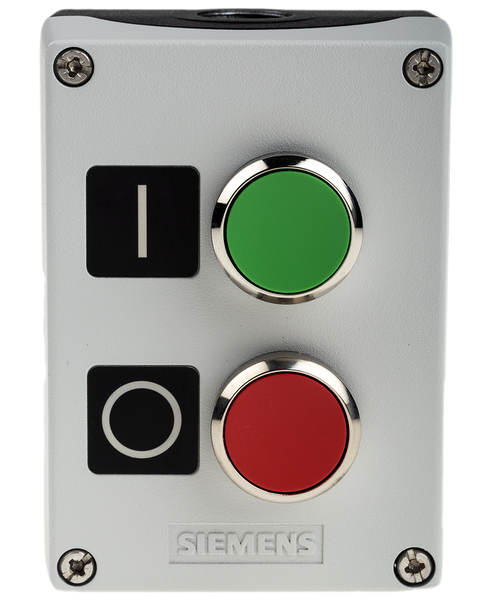 Siemens Enclosed Push Button - SPDT, Metal, Green, Red, IP67, IP69, IP66