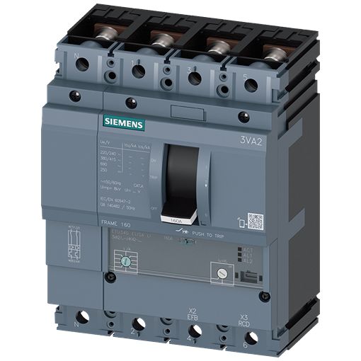Siemens SENTRON 3VA2 Electronic Circuit Breaker 100A 690V, 4 channels Type M