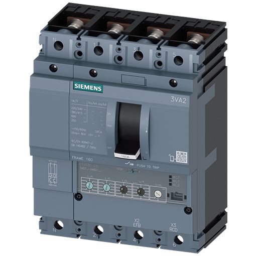 Siemens SENTRON 3VA2 Electronic Circuit Breaker 25A 690V, 4 channels Type M