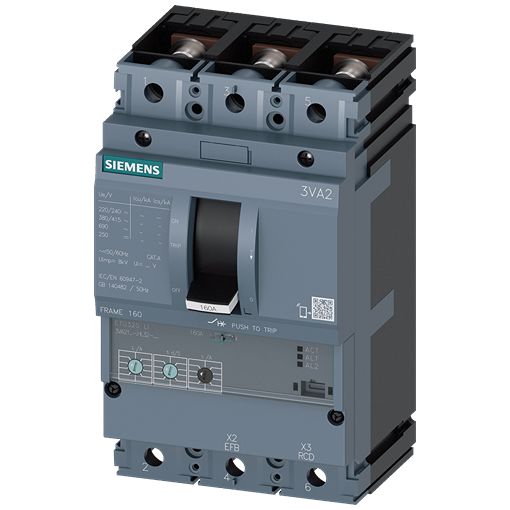 Siemens SENTRON 3VA2 Electronic Circuit Breaker 25A 690V, 3 channels Type L