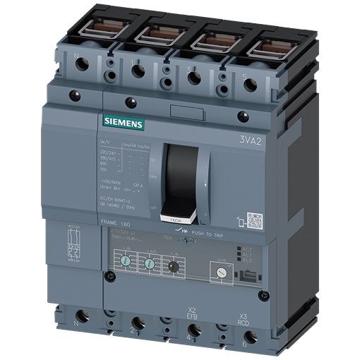 Siemens SENTRON 3VA2 Electronic Circuit Breaker 63A 690V, 4 channels Type L