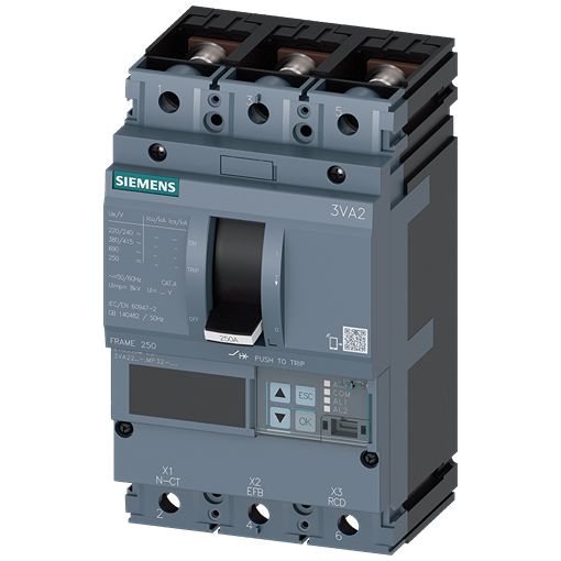 Siemens SENTRON 3VA2 Electronic Circuit Breaker 200A 690V, 3 channels Type C