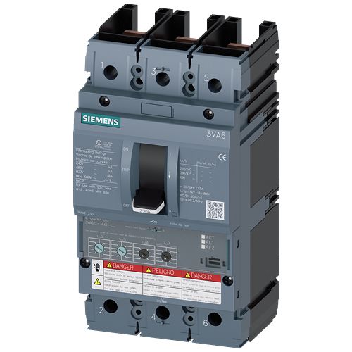 Siemens, SENTRON, 3VA6 Molded Case Circuit Breaker 3-Pole 250A, Breaking Capacity 100 kA, Fixed