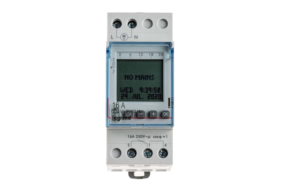 4-126-31 Legrand Digital DIN Rail Time Switch, 2-Channel 230 V ac