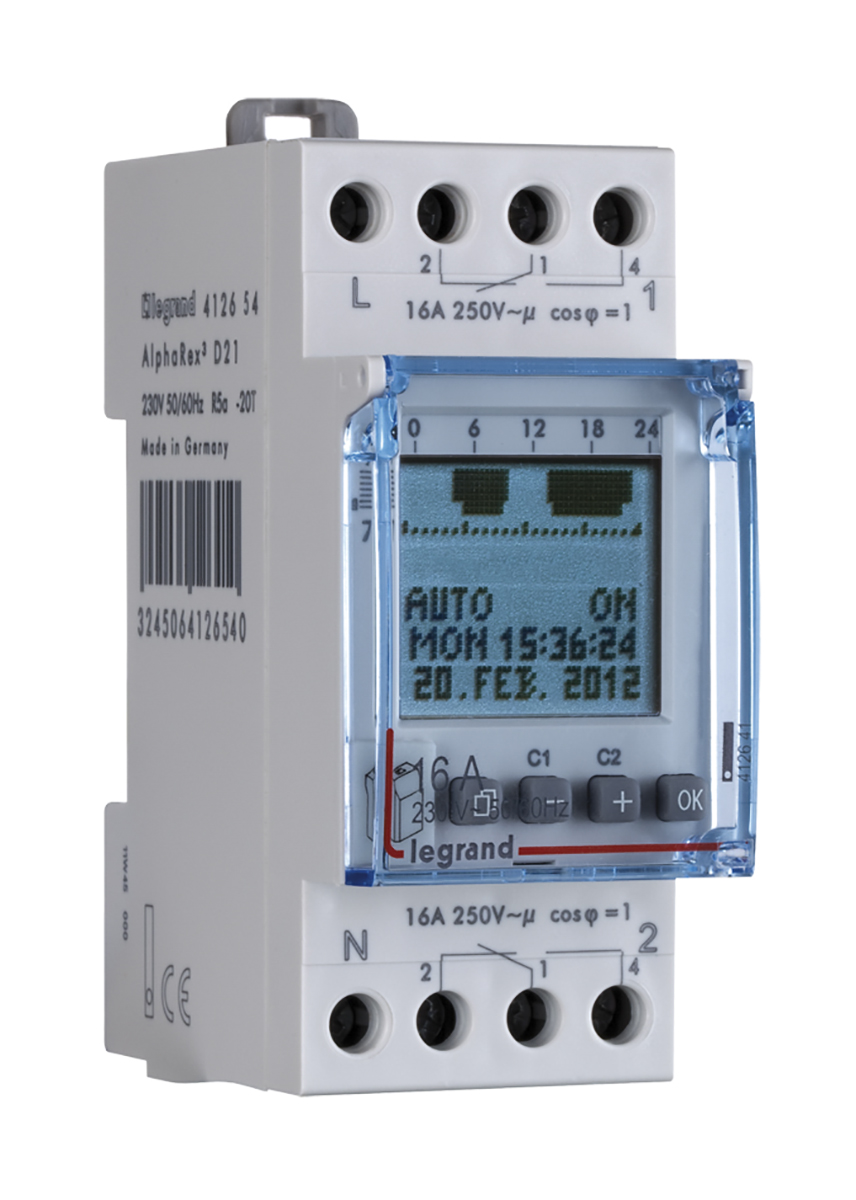 Legrand Digital DIN Rail Time Switch, 1-Channel 230 V ac