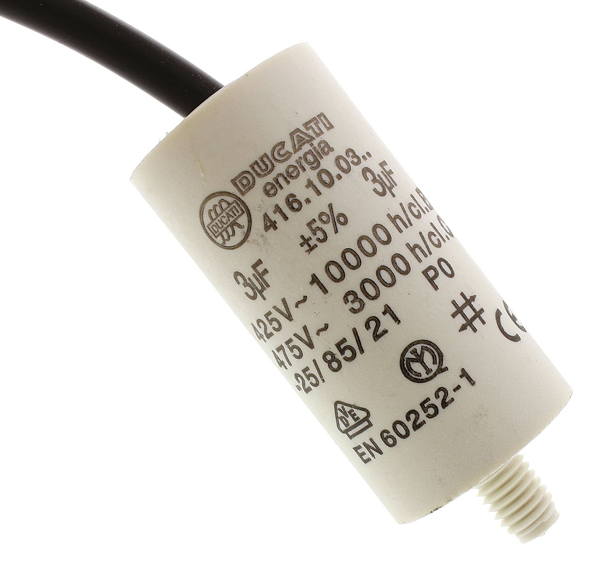 Ducati Energia 4.16.10 Film Capacitor, ±5 %, 3 μF 500V ac, Stud Mount