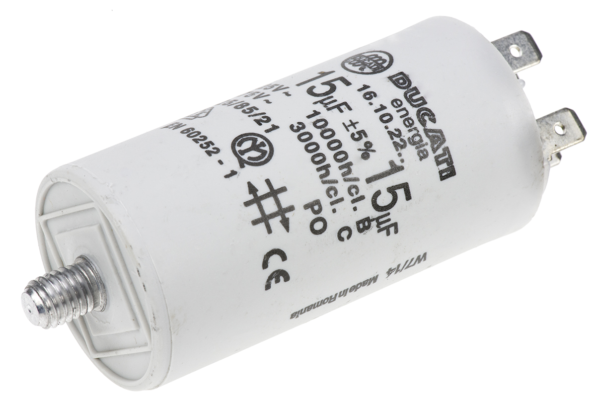 Ducati Energia 4.16.10 Film Capacitor, ±5 %, 15 μF 450V ac, Stud Mount