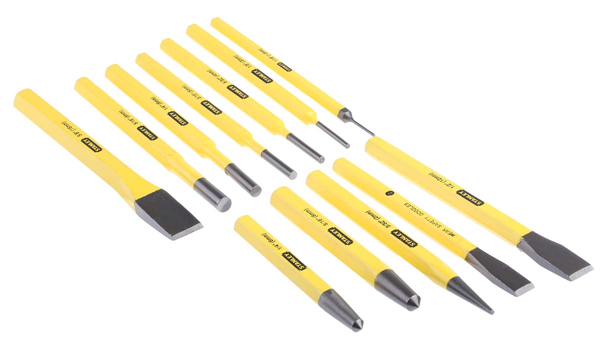 4-18-299 Stanley 12-Piece Punch Set, Pin Punch, 6mm Shank