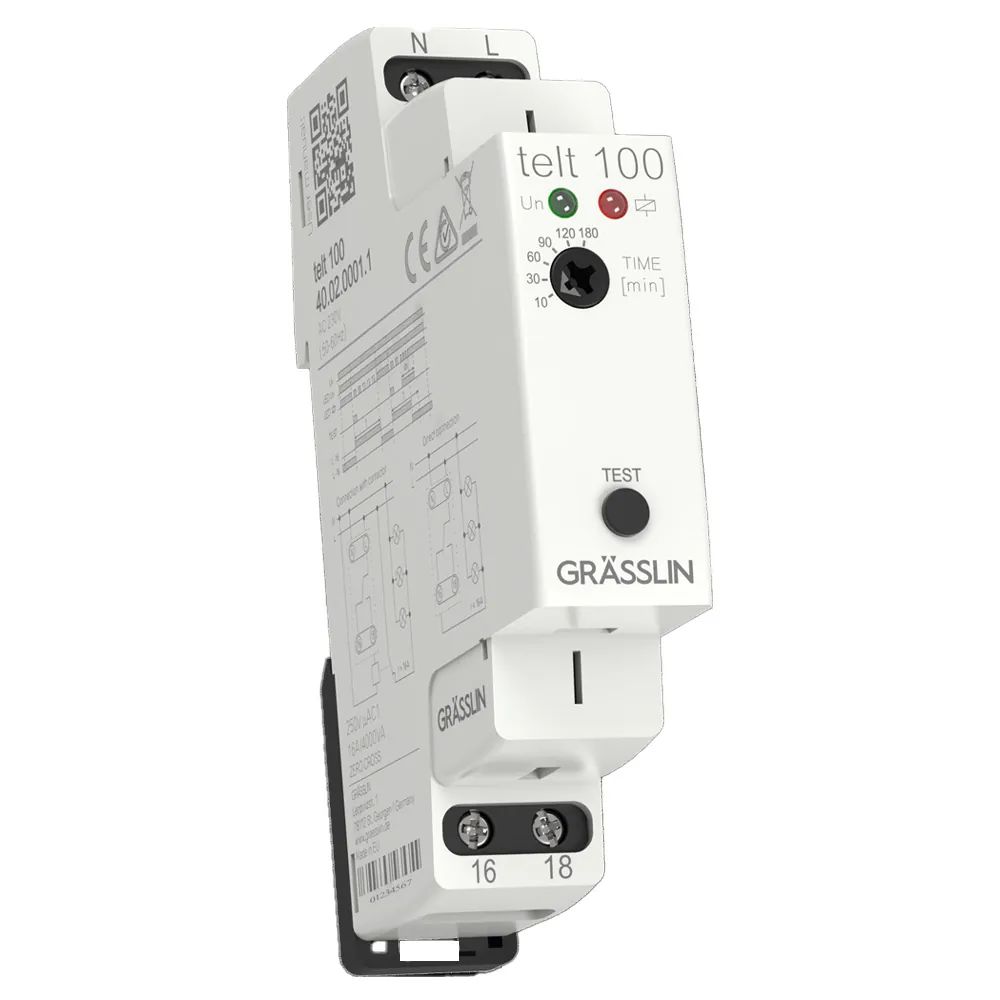 Grasslin Telt 100 Series DIN Rail Timer Relay, 230 V ac 230V ac, 10 to 180 min