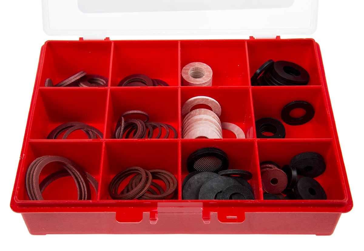 400-8317 RS PRO Washer & Seal Kit, Kit Contents Draw Off Cock Rubber and Fibre Washer, 22 mm Flexible Tap Connector Washer, Bath