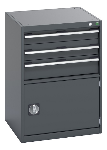 Bott 1 Door, 3 Drawer Steel Floor Standing Cabinet 900 mm 650mm, 650 mm