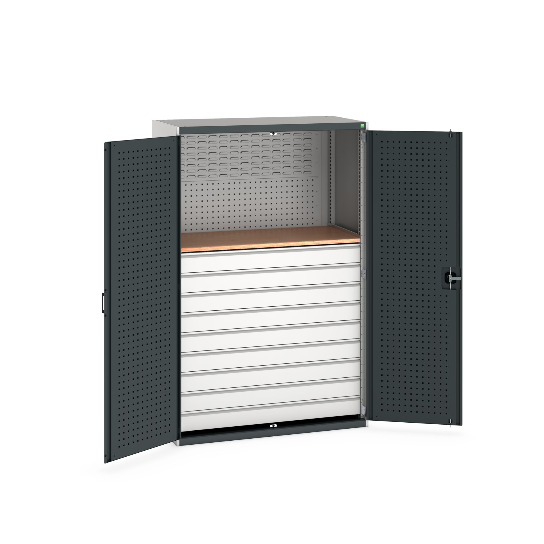 Bott 2 Door, 9 Drawer Sheet Steel Floor Standing Cupboard 2000 mm 1300mm, 650 mm