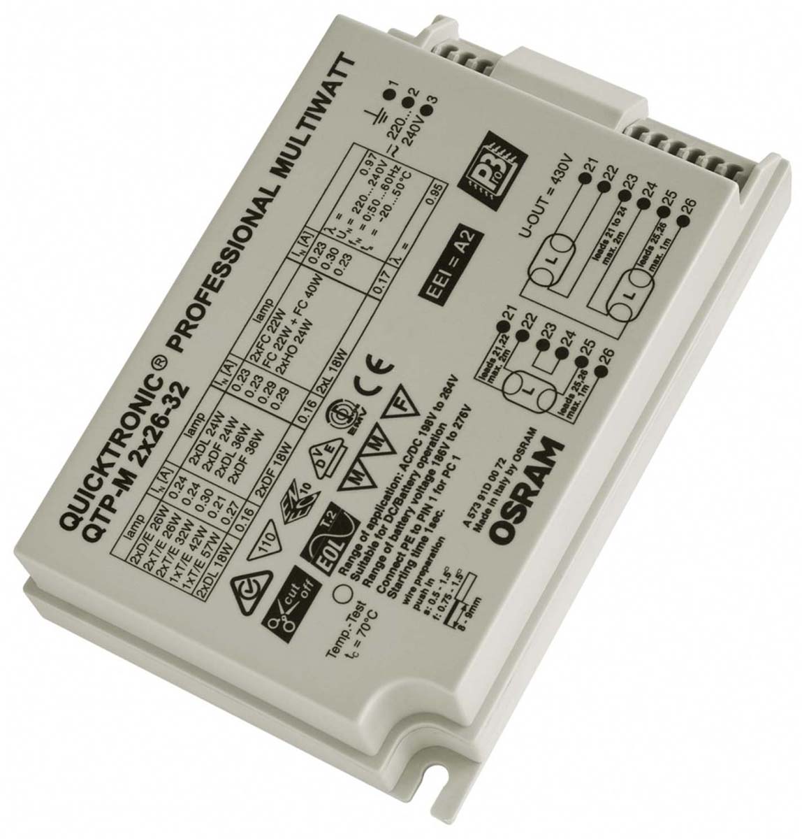 Osram 68 W Electronic Fluorescent Lighting Ballast, 220V, 240 V