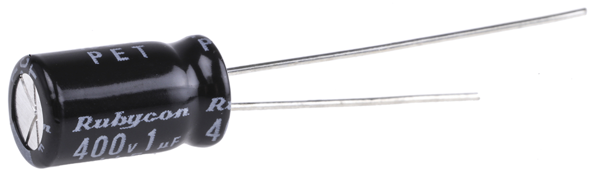 Rubycon 1 μF Capacitor 400V dc, Through Hole - 400LLE1MEFC6.3X11 Radial Lead