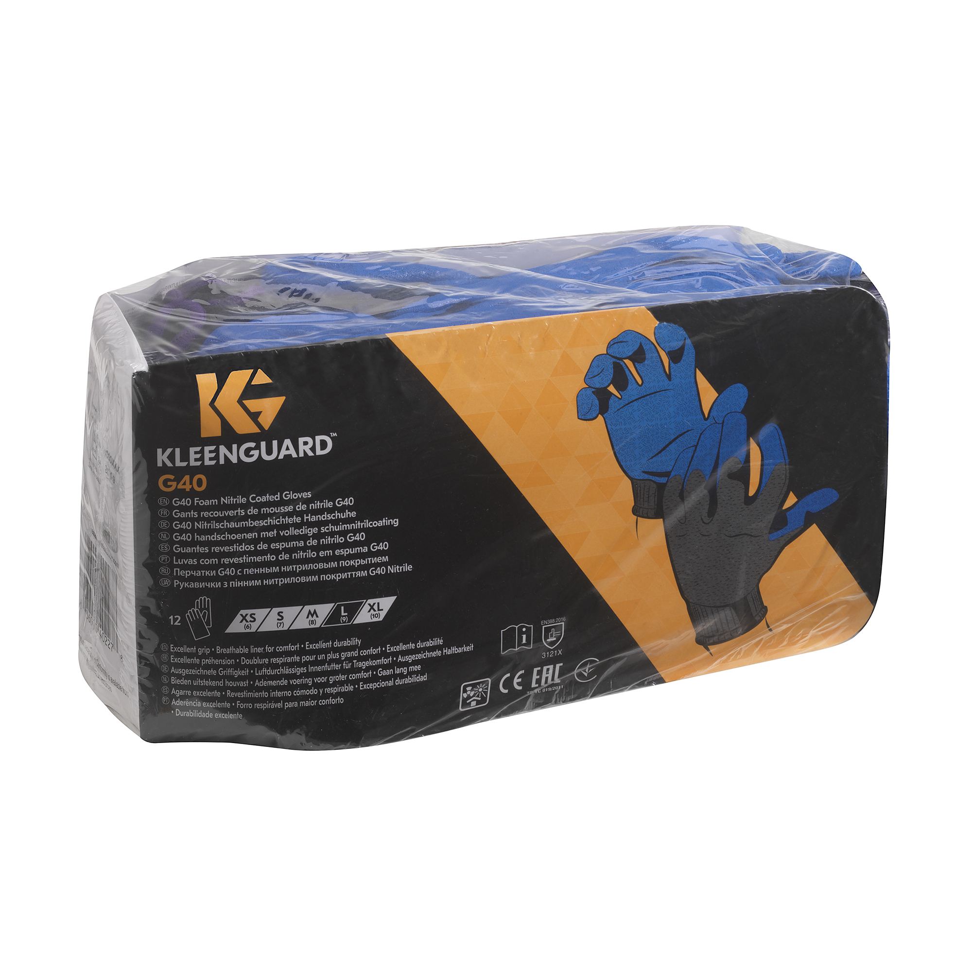Kimberly Clark Black, Blue Nylon Work Gloves, Size 7, Nitrile Foam Coating