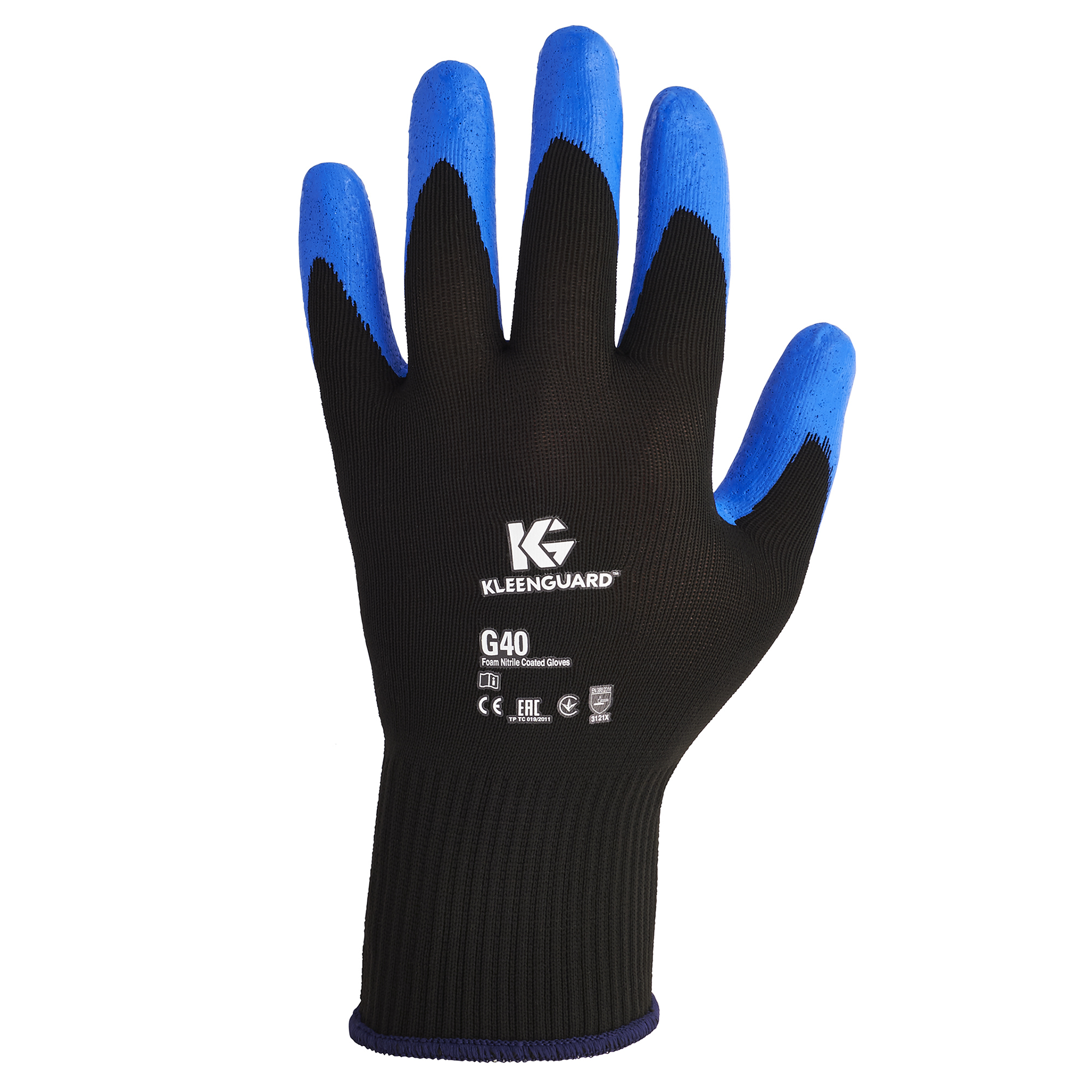 40225 Kimberly Clark Black, Blue Nylon Work Gloves, Size 7, Nitrile Foam Coating